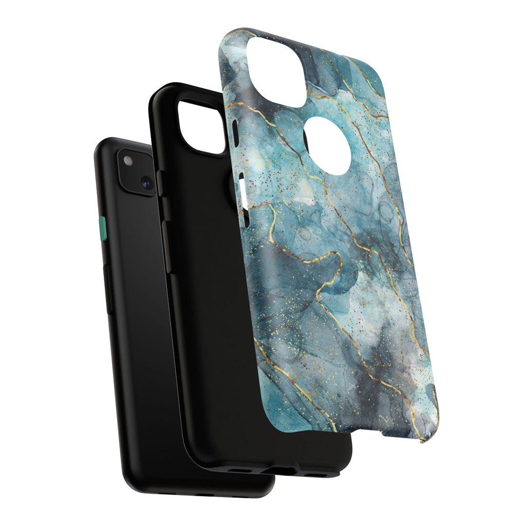 Blue Gold Marble Tough Phone Case