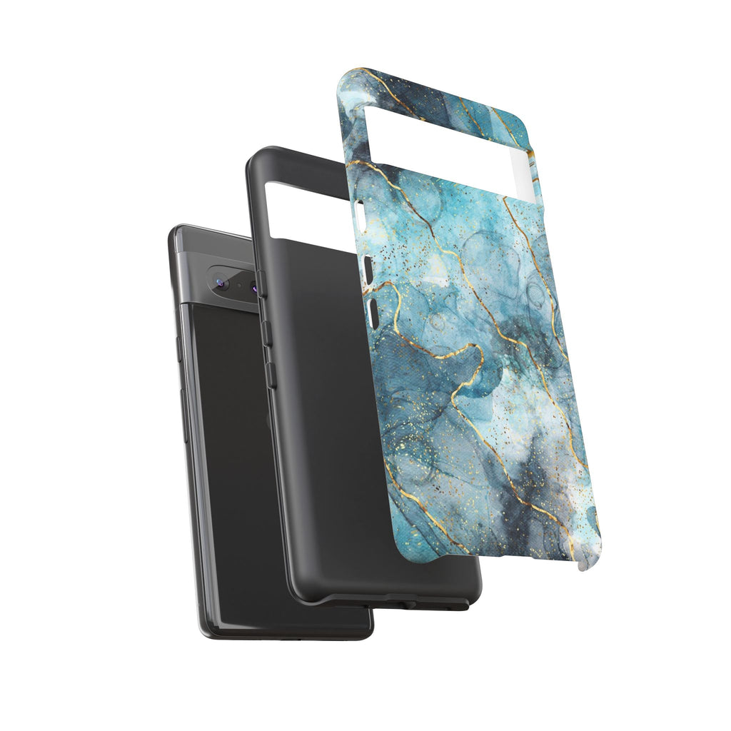 Blue Gold Marble Tough Phone Case