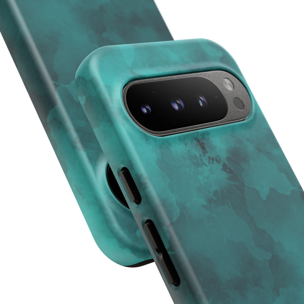 Turquoise Cloud Tough Phone Case — Protective Teal Marble Design