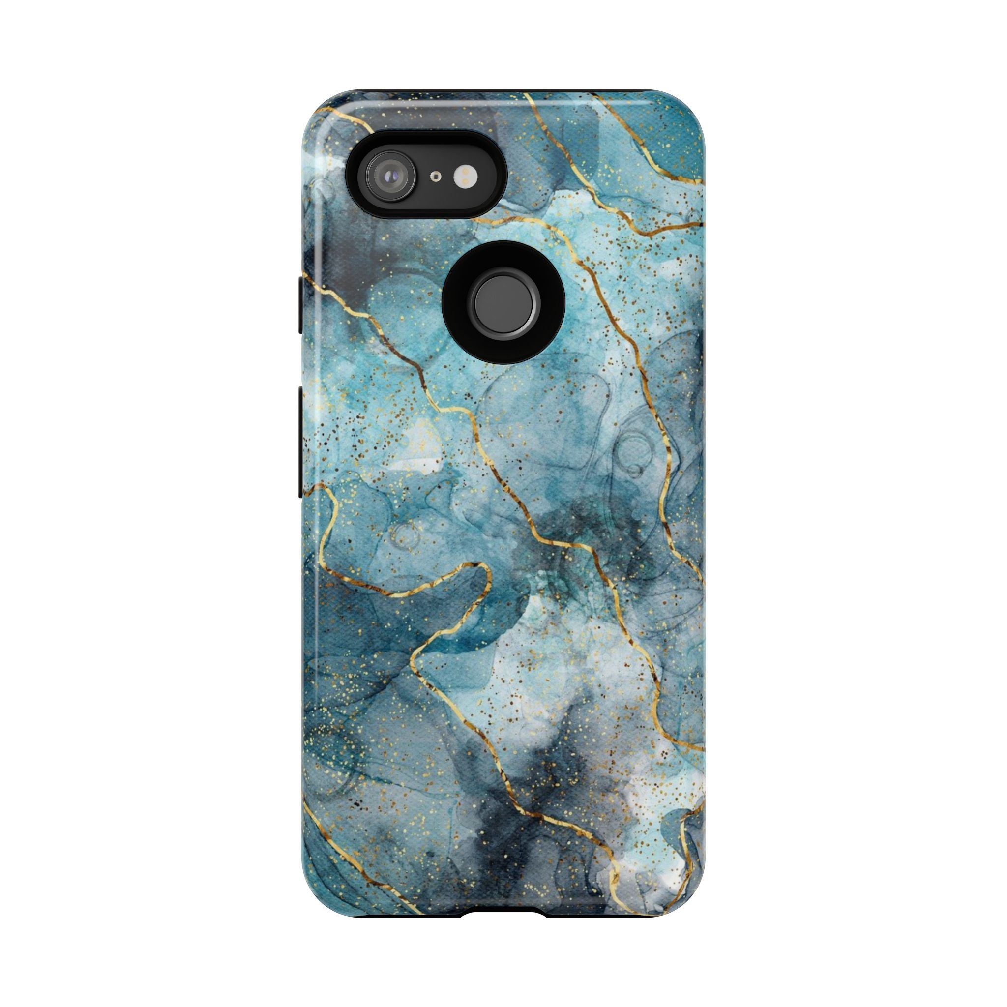 Blue Gold Marble Tough Phone Case