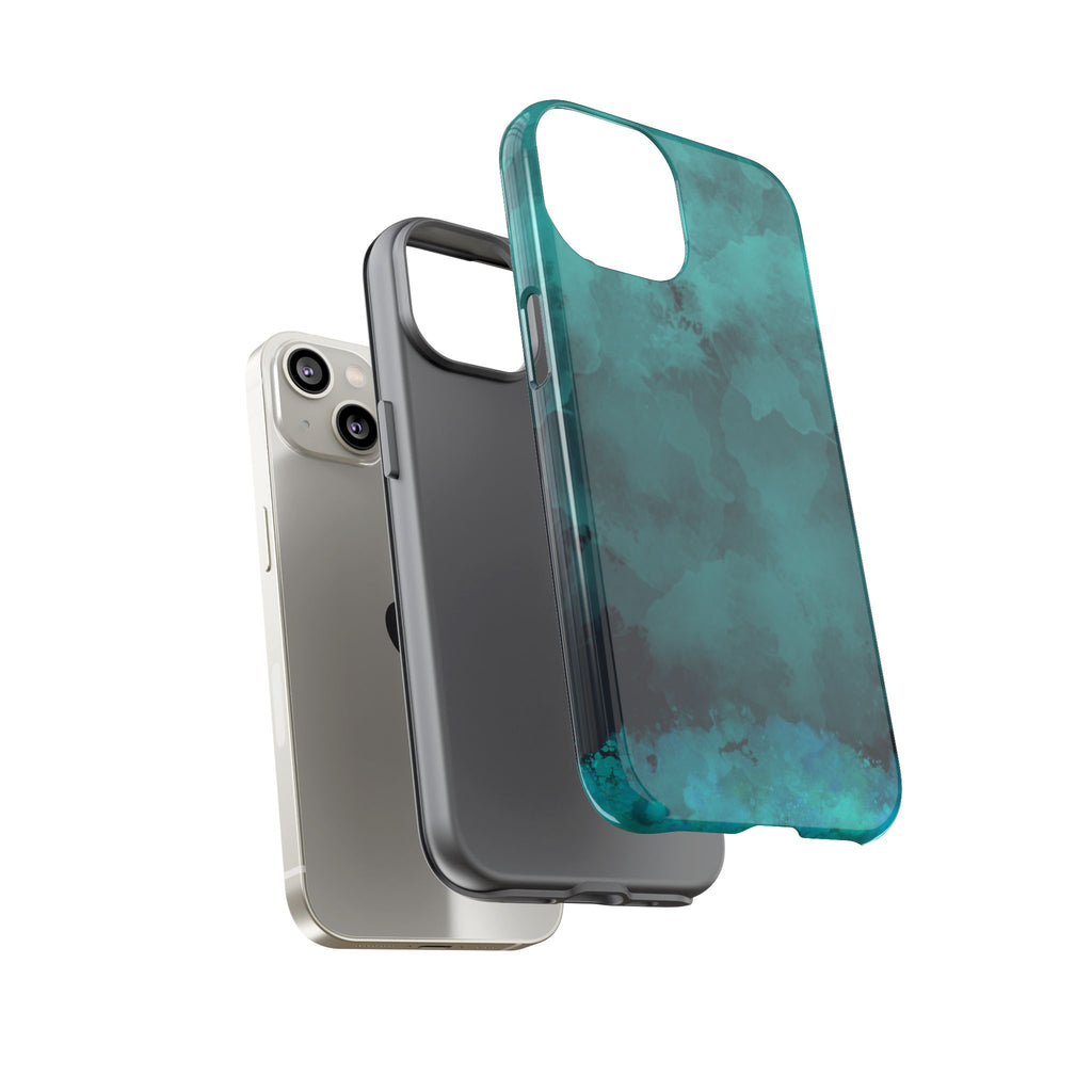 Turquoise Cloud Tough Phone Case — Protective Teal Marble Design