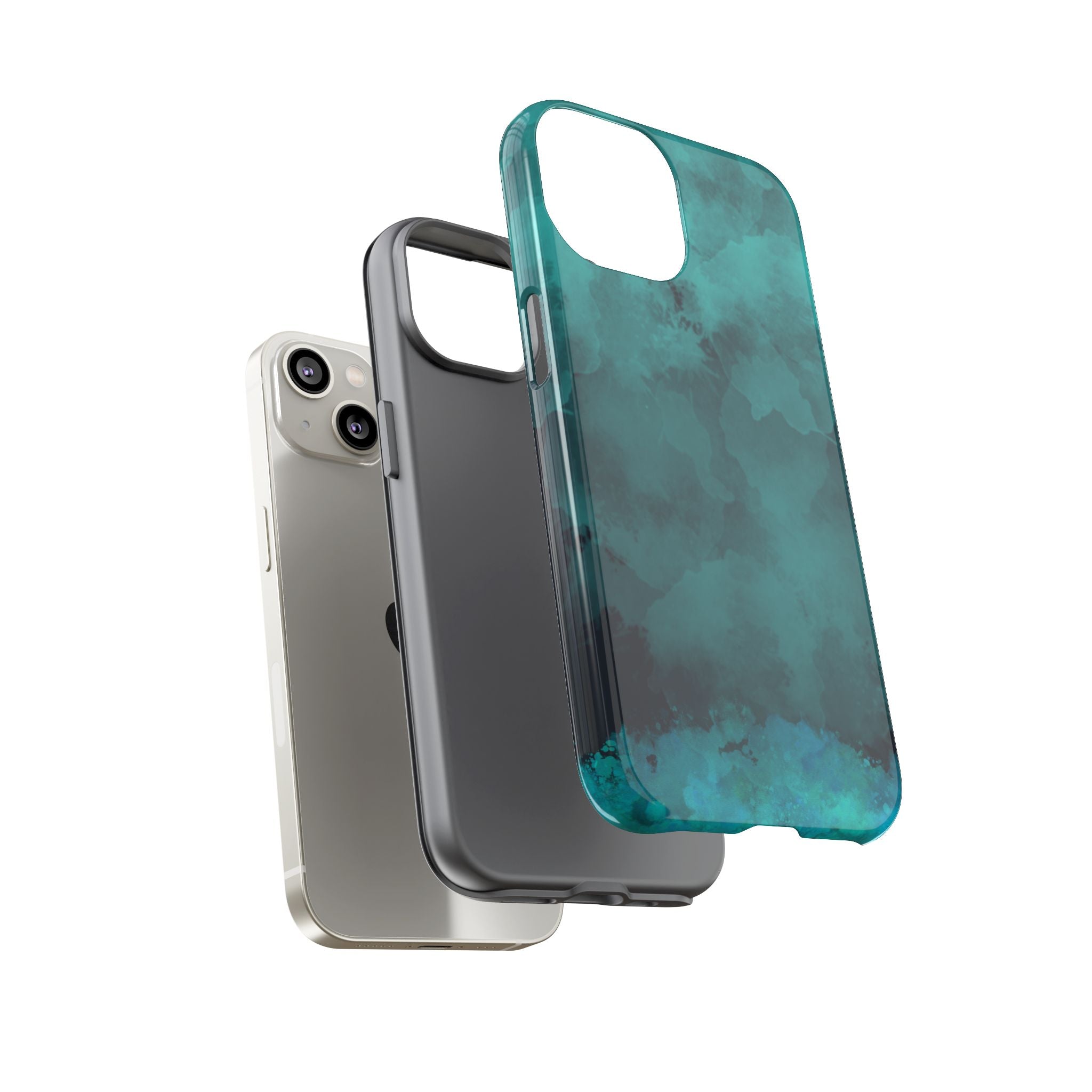 Turquoise Cloud Tough Phone Case — Protective Teal Marble Design