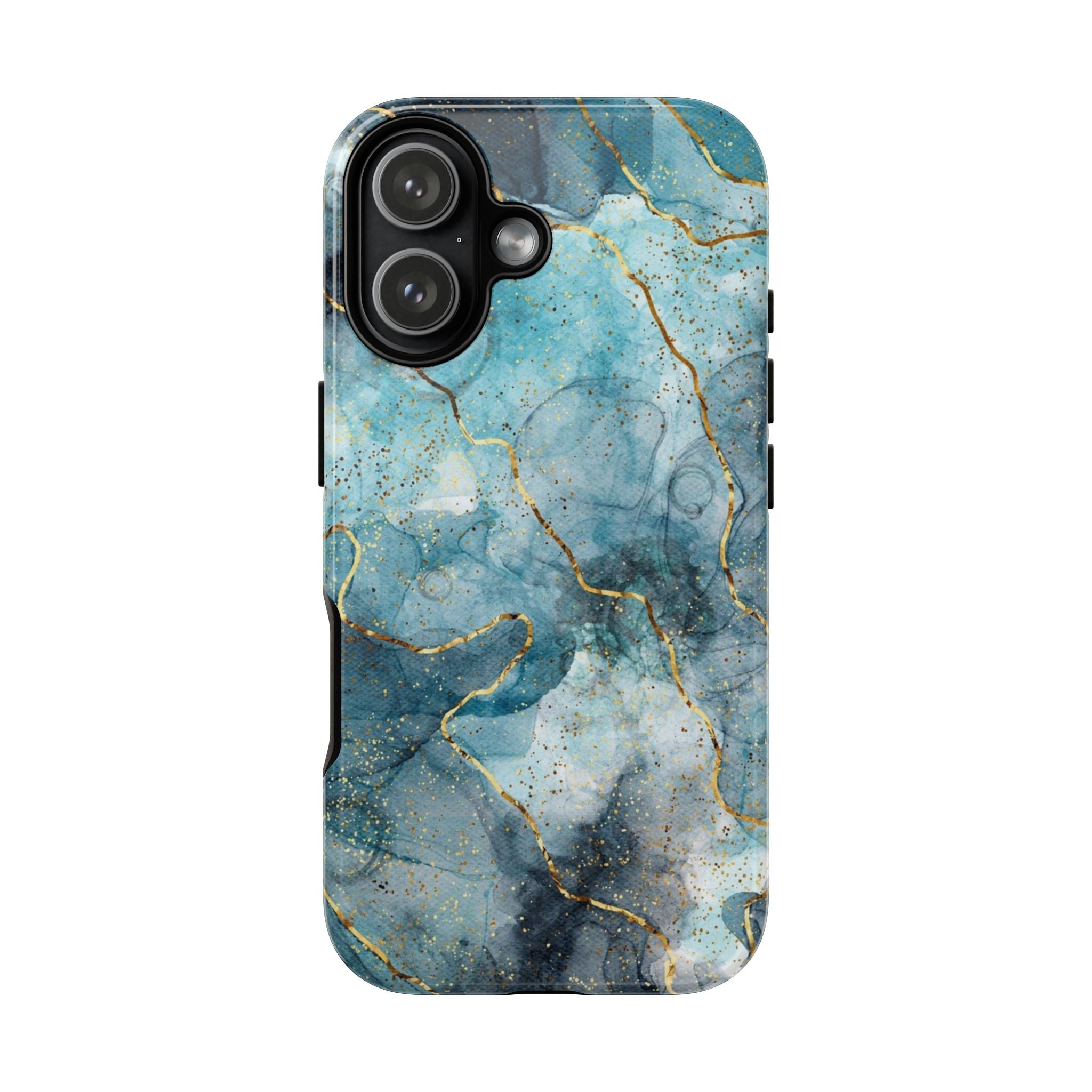 Blue Gold Marble Tough Phone Case