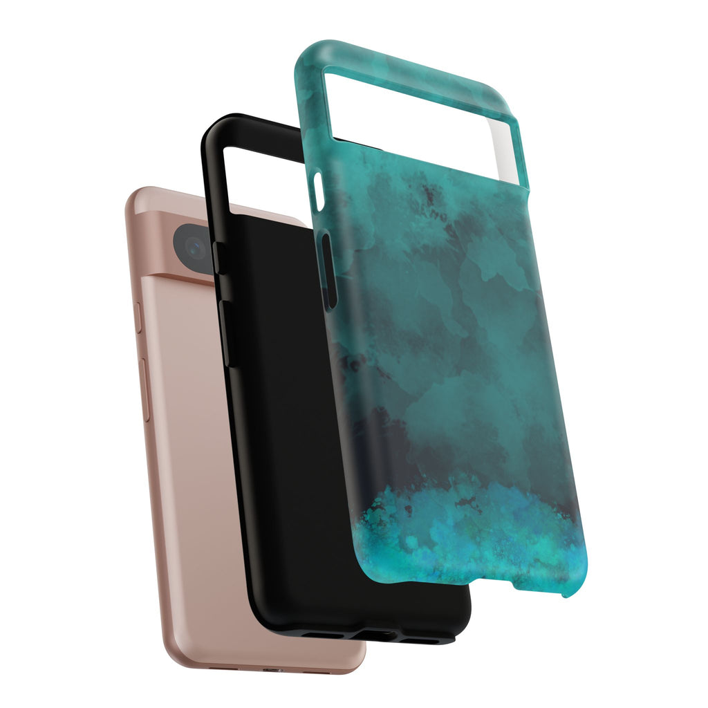 Turquoise Cloud Tough Phone Case — Protective Teal Marble Design