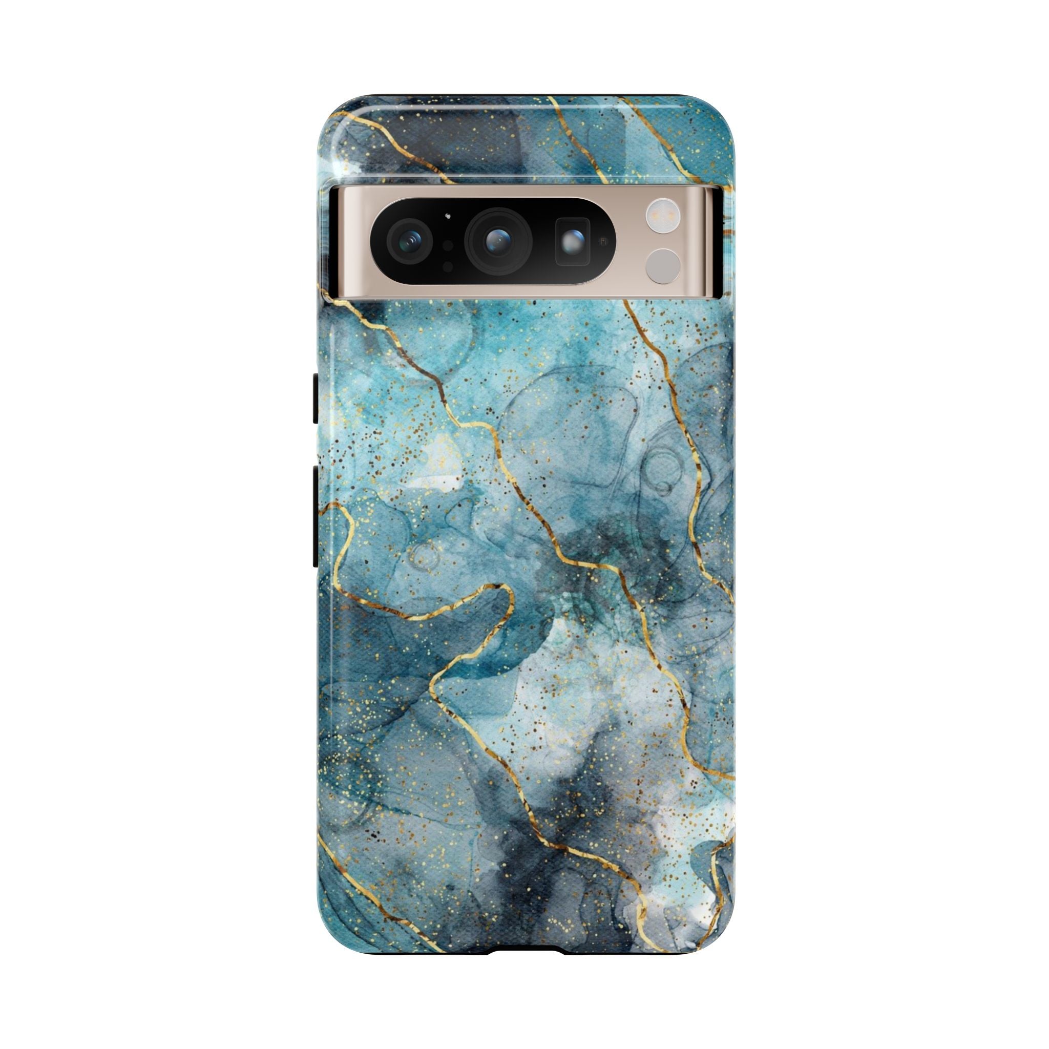 Blue Gold Marble Tough Phone Case