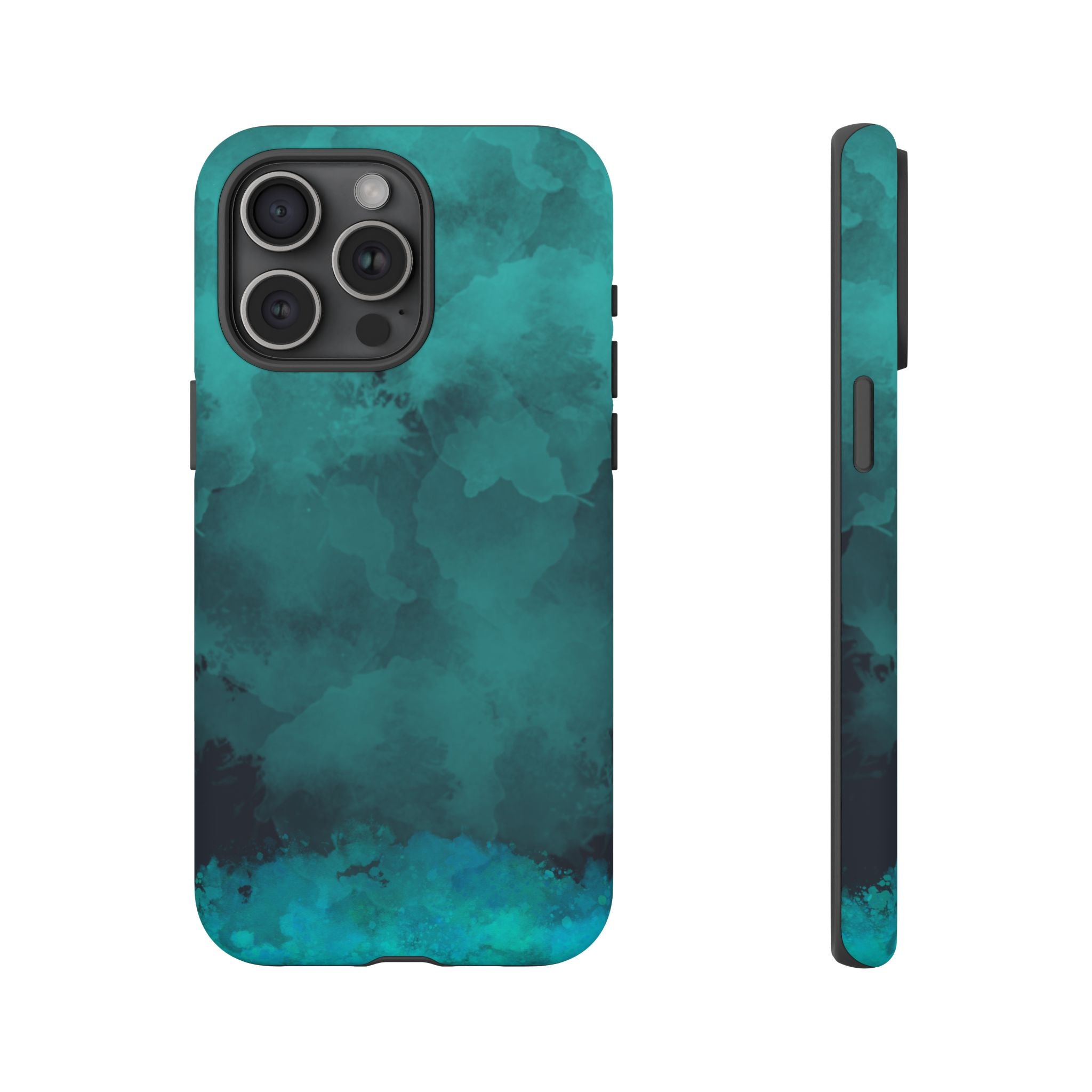Turquoise Cloud Tough Phone Case — Protective Teal Marble Design