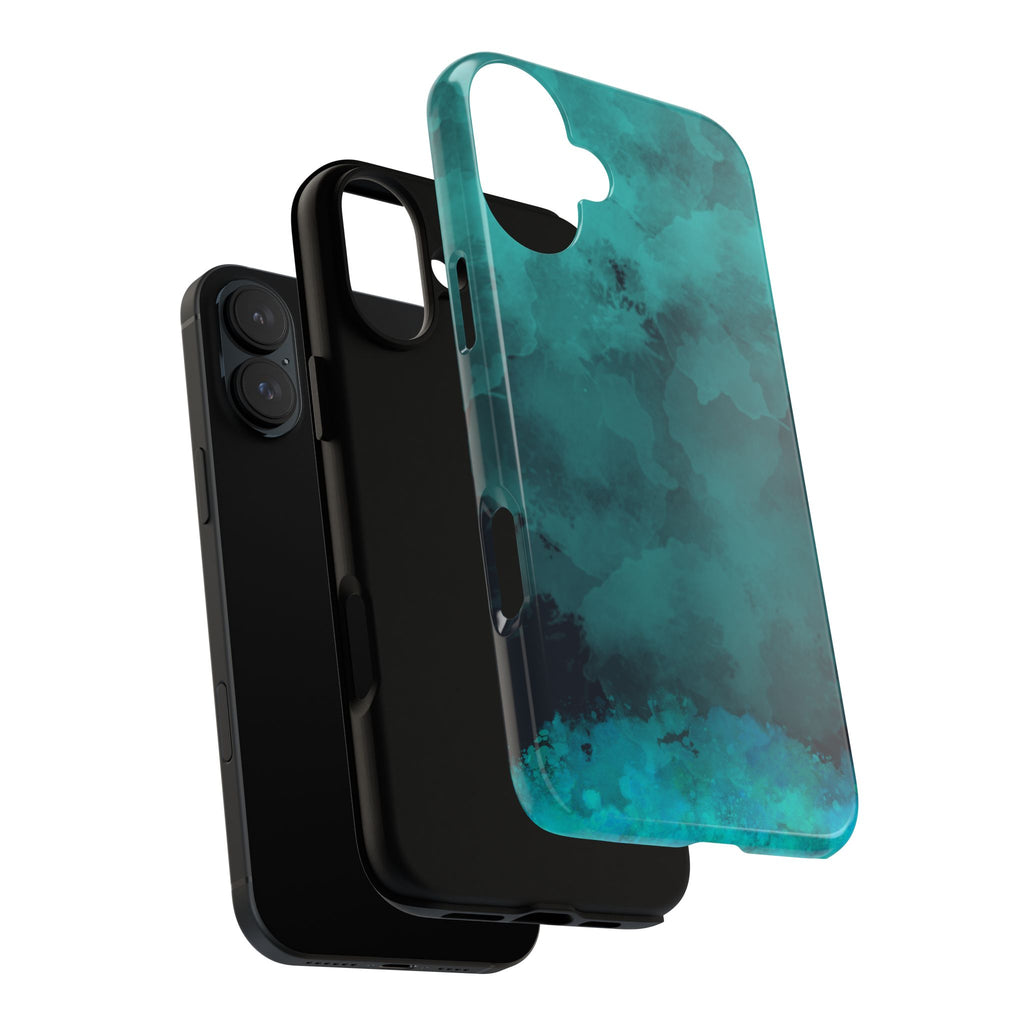 Turquoise Cloud Tough Phone Case — Protective Teal Marble Design