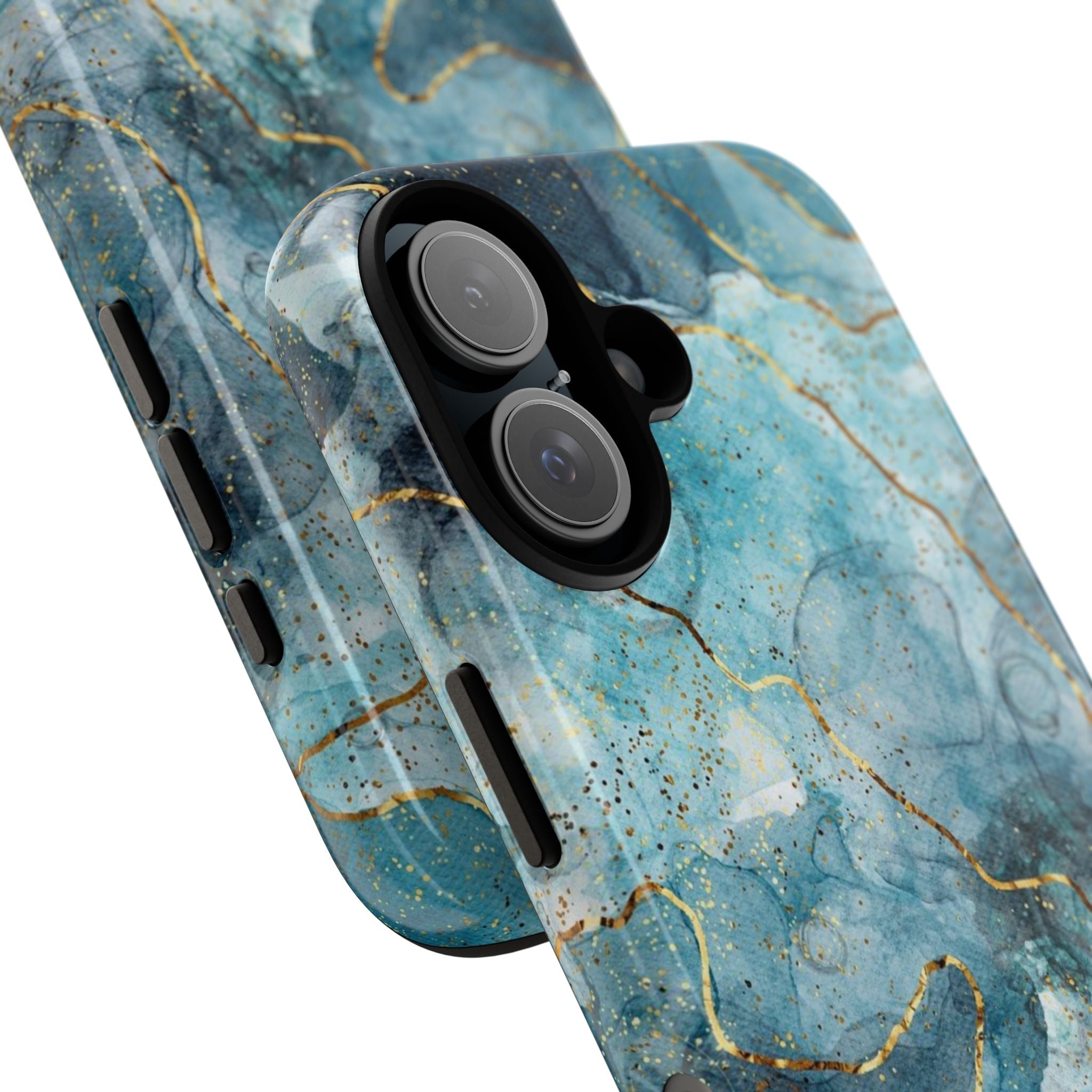 Blue Gold Marble Tough Phone Case