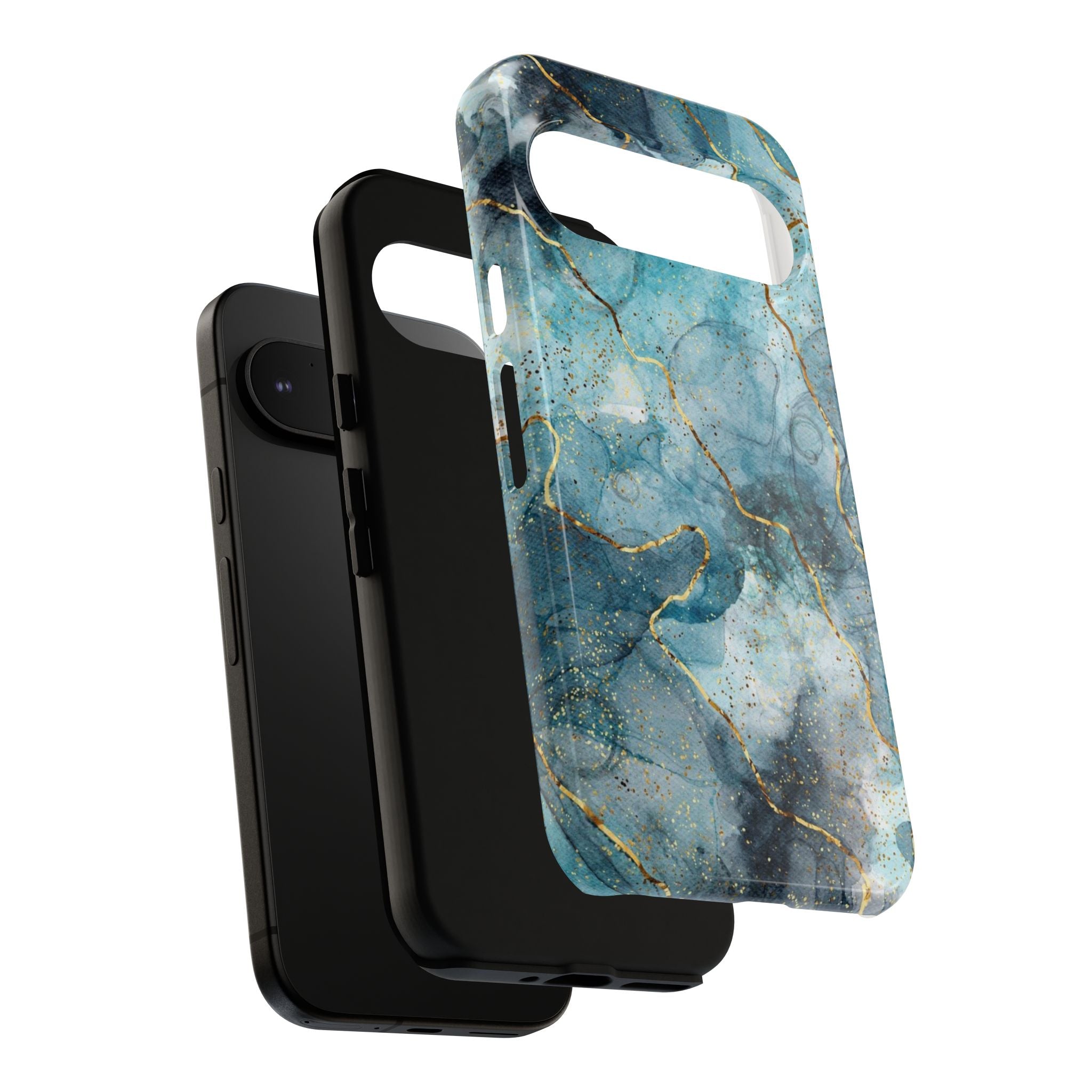 Blue Gold Marble Tough Phone Case