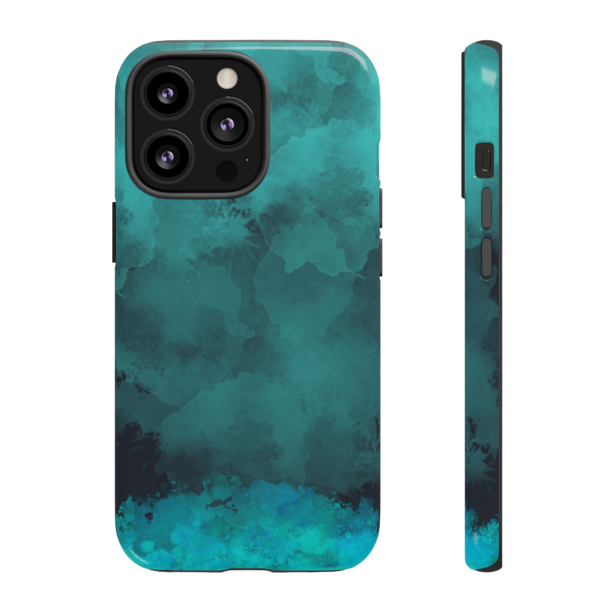 Turquoise Cloud Tough Phone Case — Protective Teal Marble Design