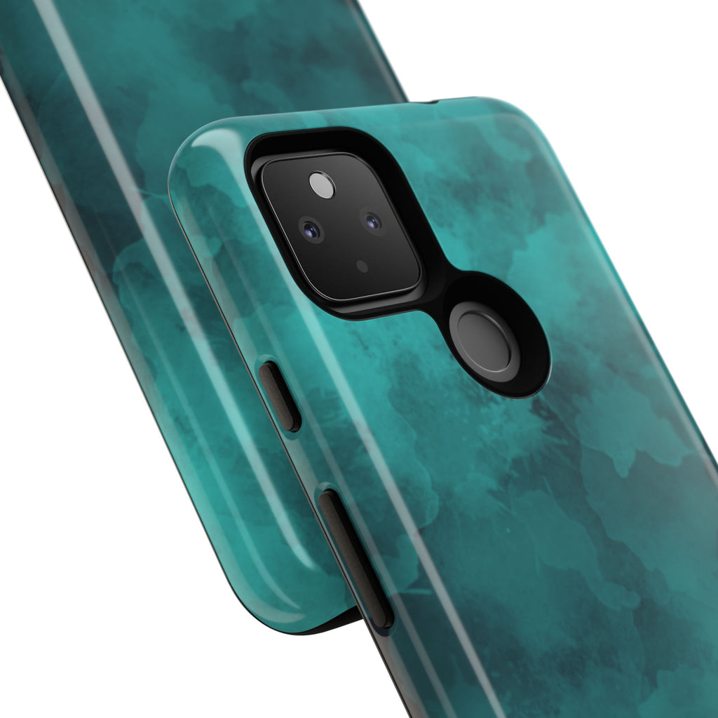 Turquoise Cloud Tough Phone Case — Protective Teal Marble Design