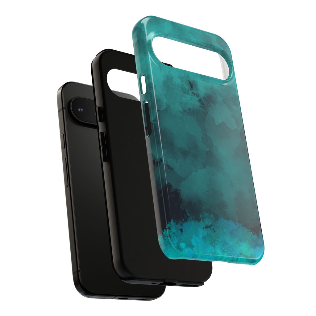Turquoise Cloud Tough Phone Case — Protective Teal Marble Design