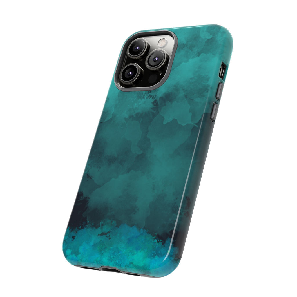 Turquoise Cloud Tough Phone Case — Protective Teal Marble Design