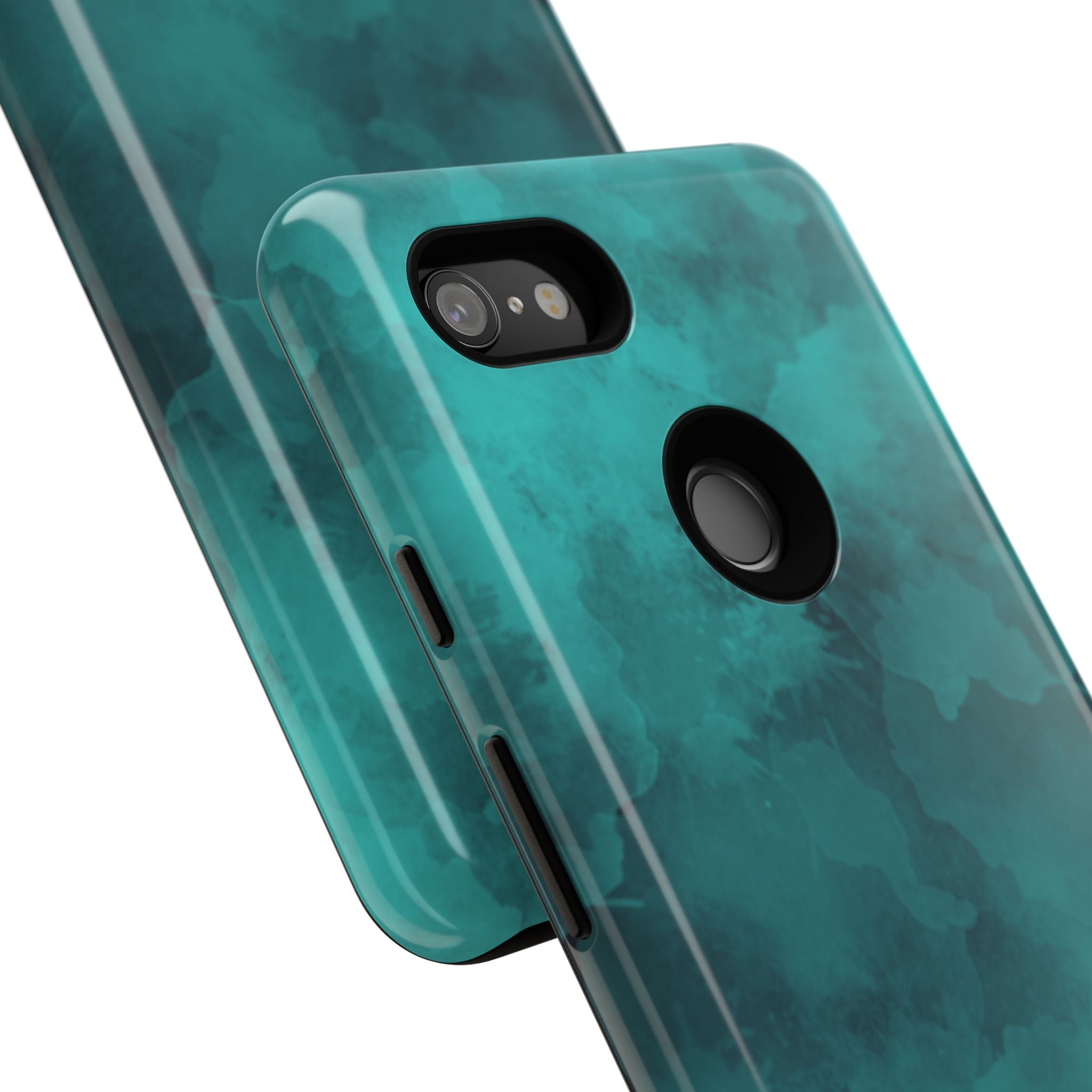 Turquoise Cloud Tough Phone Case — Protective Teal Marble Design