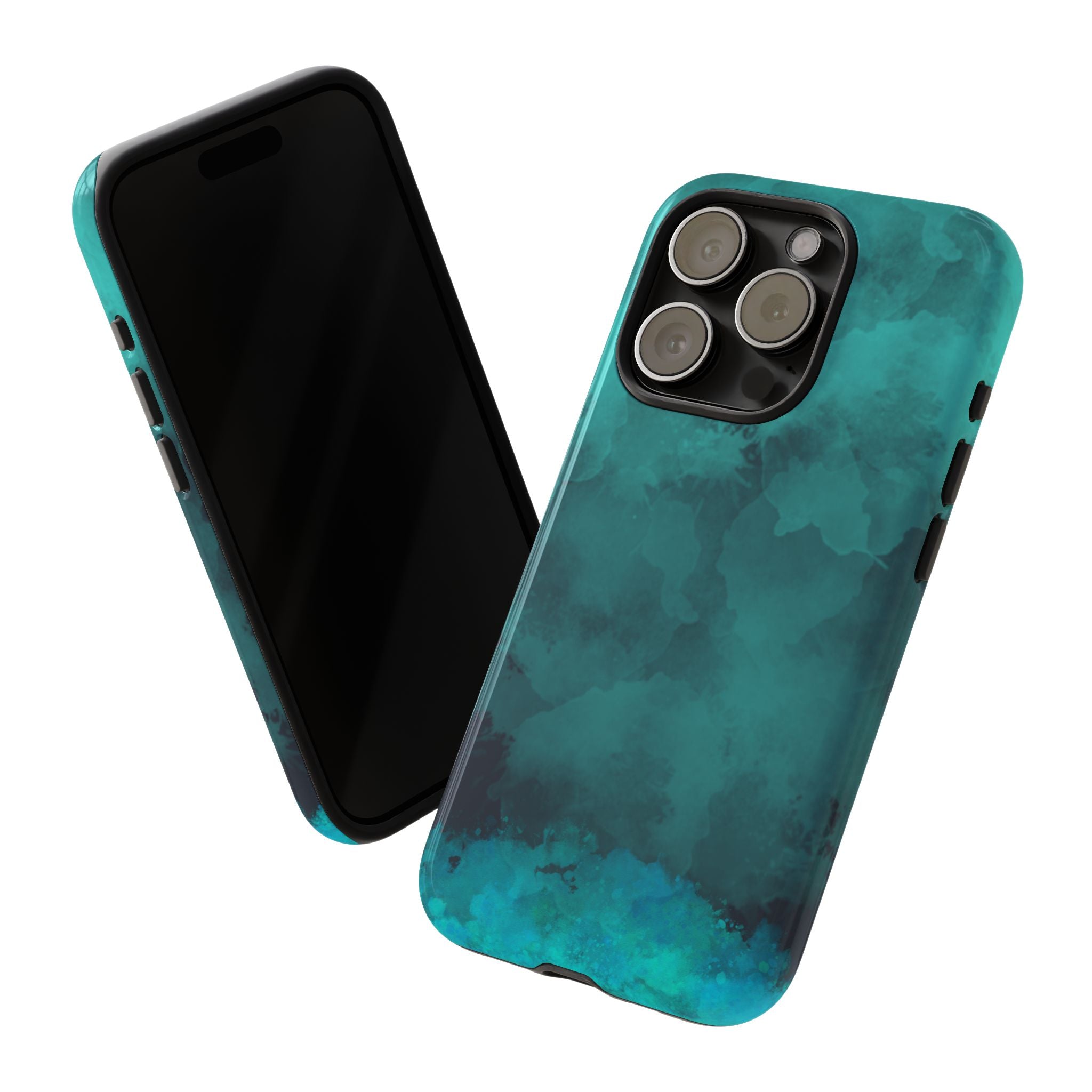 Turquoise Cloud Tough Phone Case — Protective Teal Marble Design