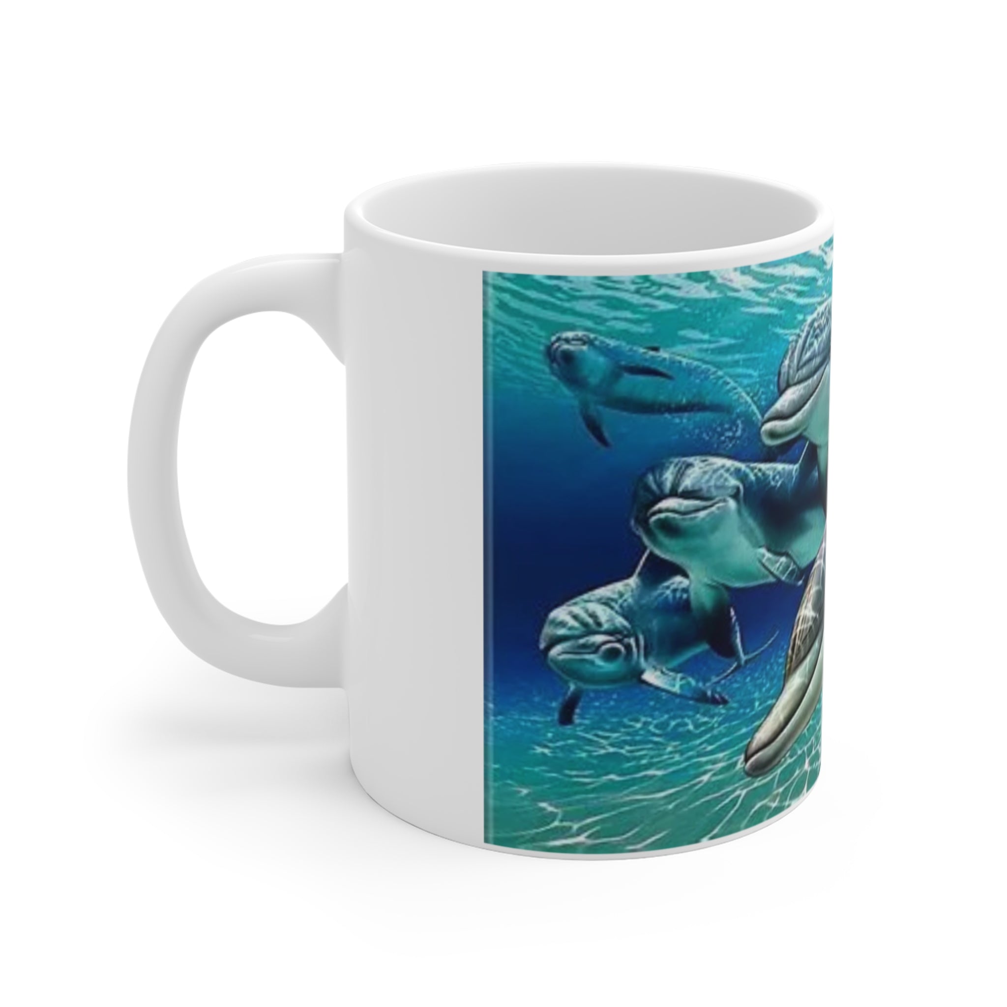 Dolphin Pod Ocean Mug — 11oz Ceramic Coffee Cup