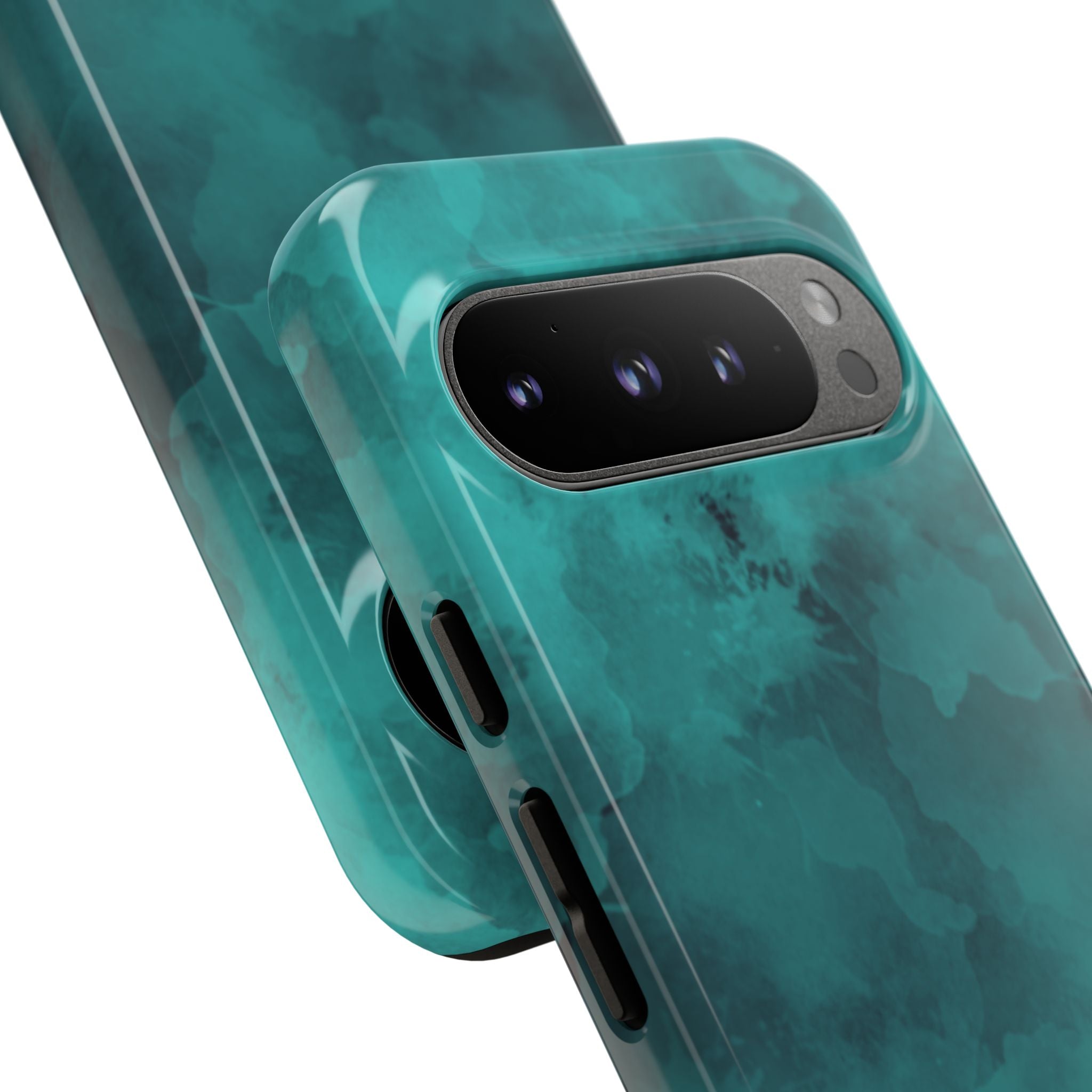 Turquoise Cloud Tough Phone Case — Protective Teal Marble Design
