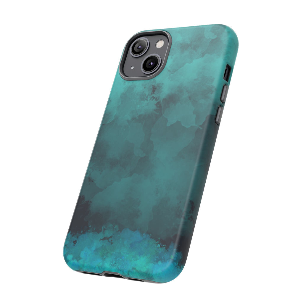 Turquoise Cloud Tough Phone Case — Protective Teal Marble Design