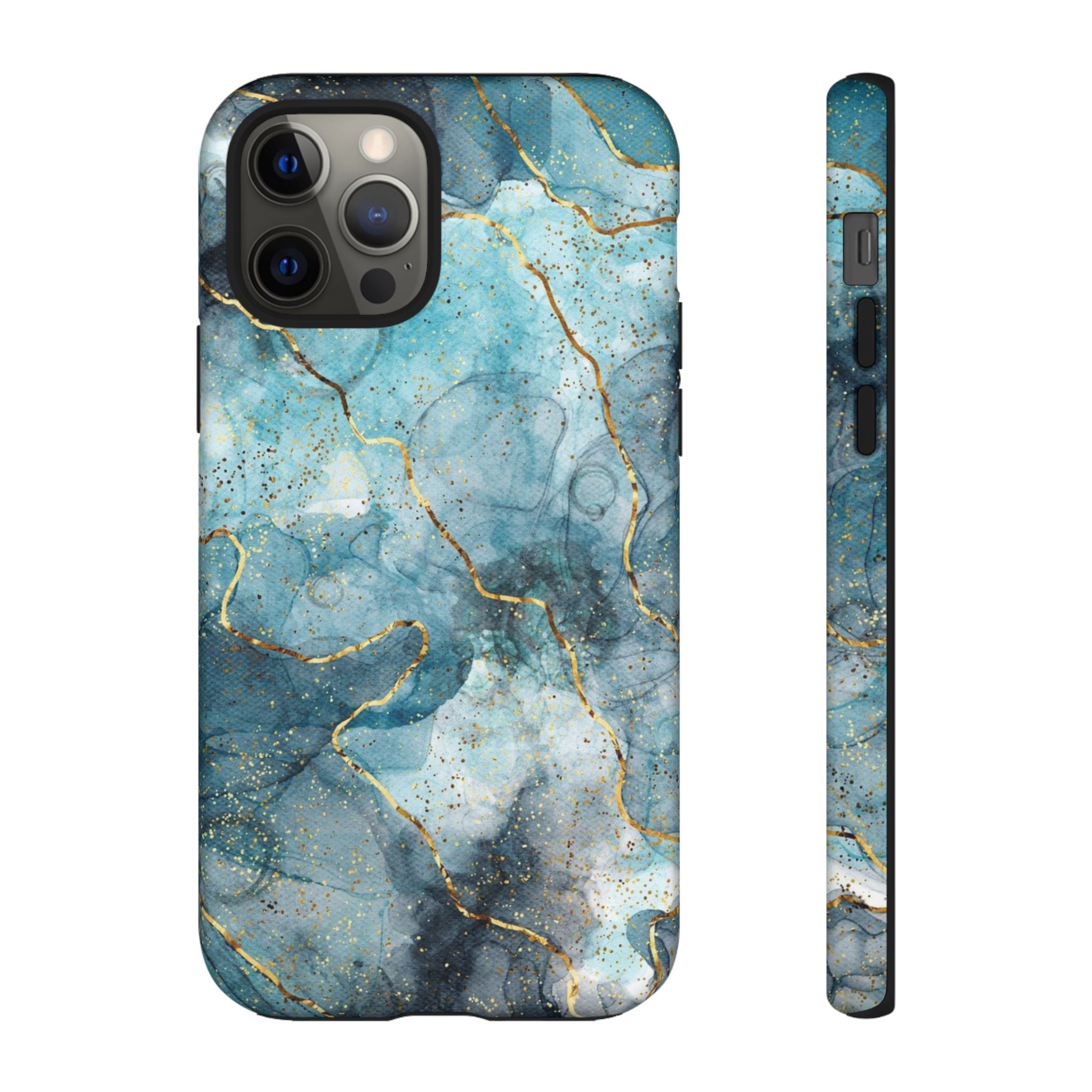 Blue Gold Marble Tough Phone Case