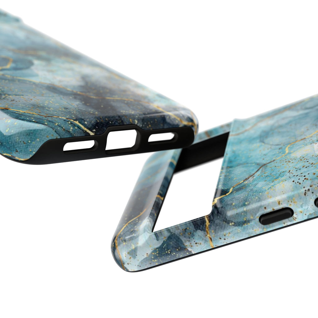 Blue Gold Marble Tough Phone Case