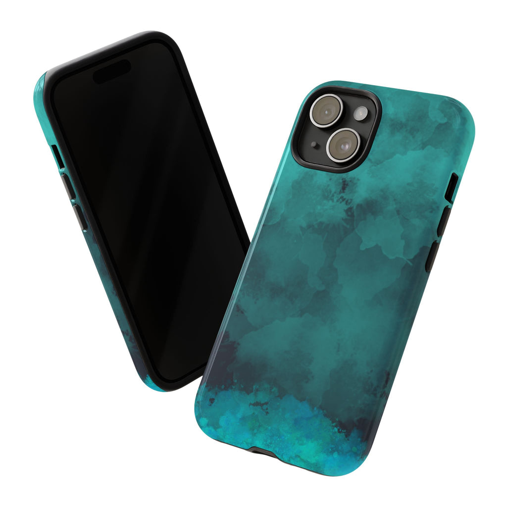 Turquoise Cloud Tough Phone Case — Protective Teal Marble Design