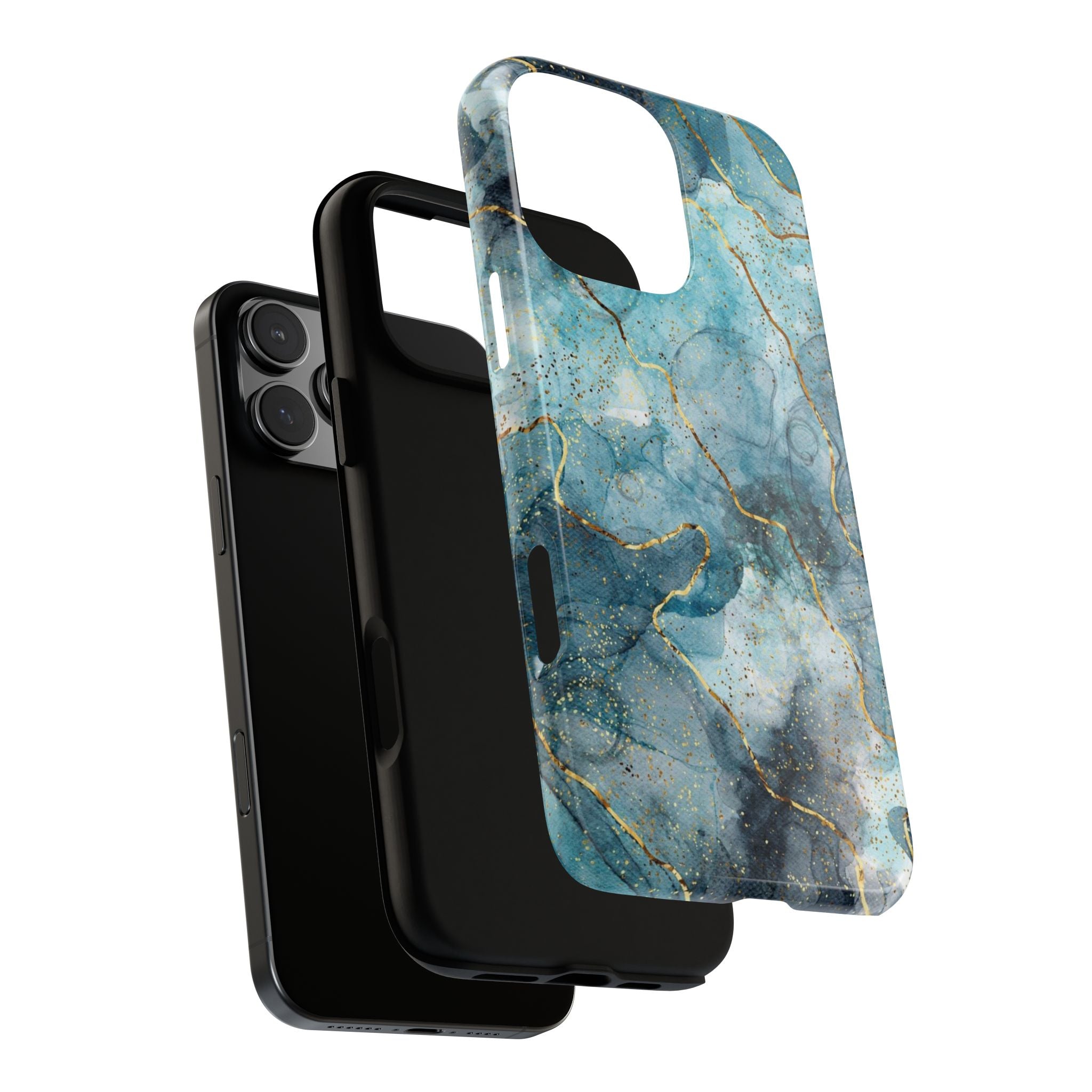 Blue Gold Marble Tough Phone Case