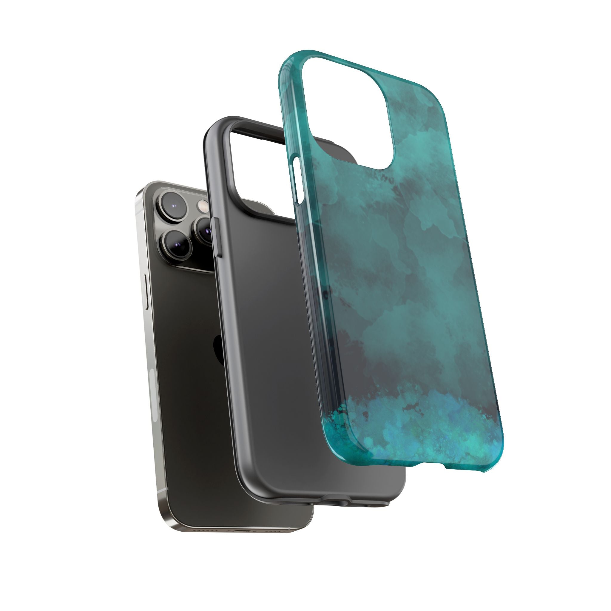 Turquoise Cloud Tough Phone Case — Protective Teal Marble Design