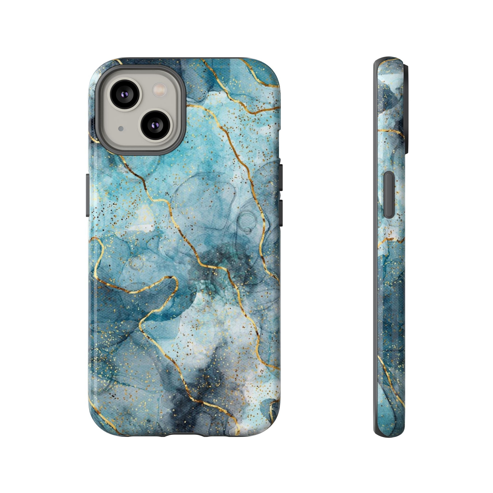 Blue Gold Marble Tough Phone Case