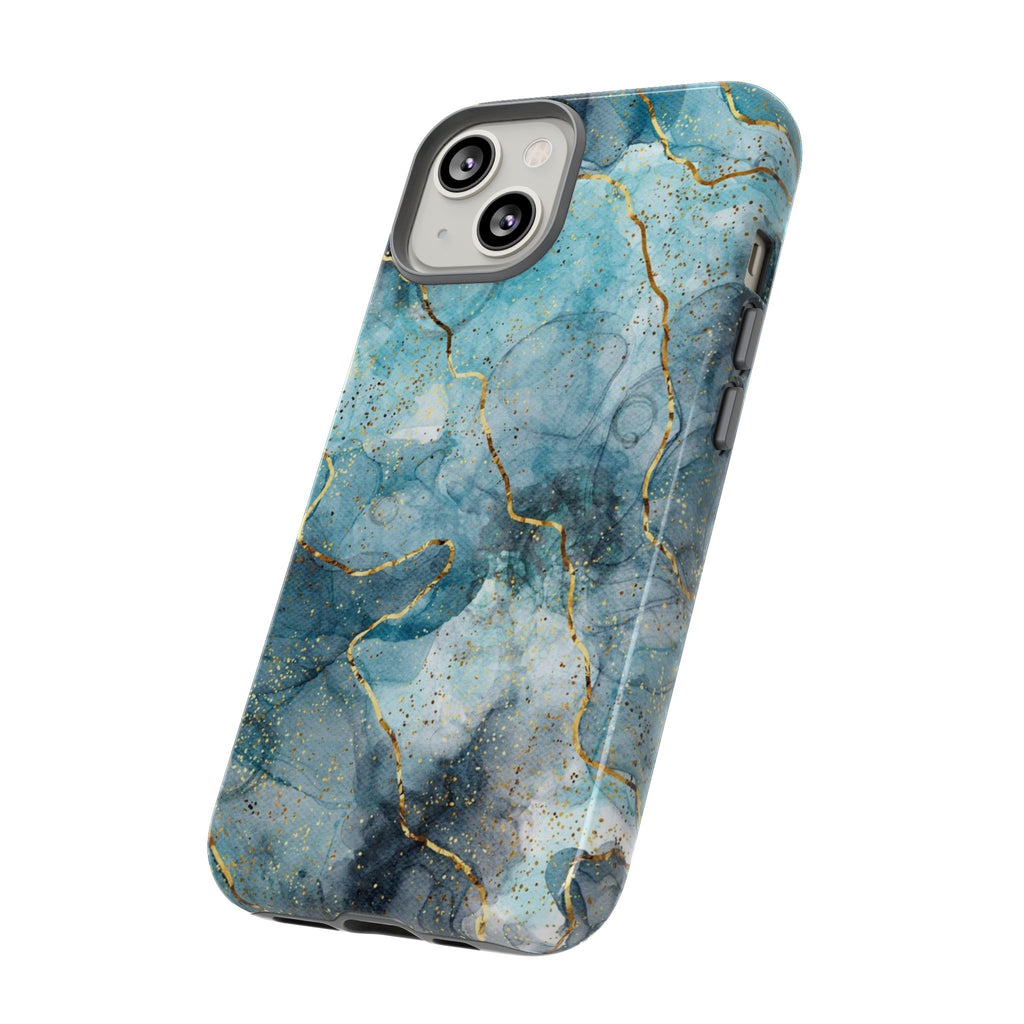 Blue Gold Marble Tough Phone Case