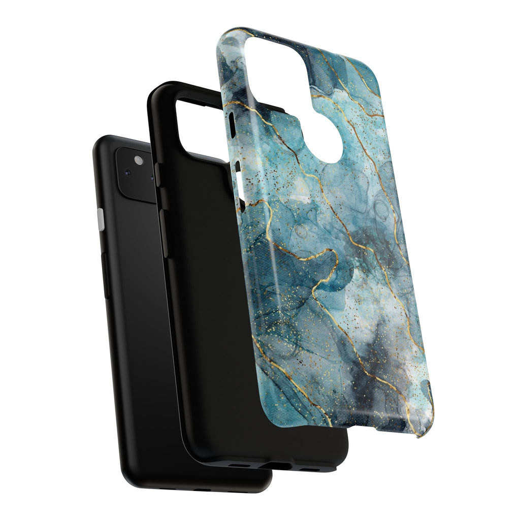 Blue Gold Marble Tough Phone Case