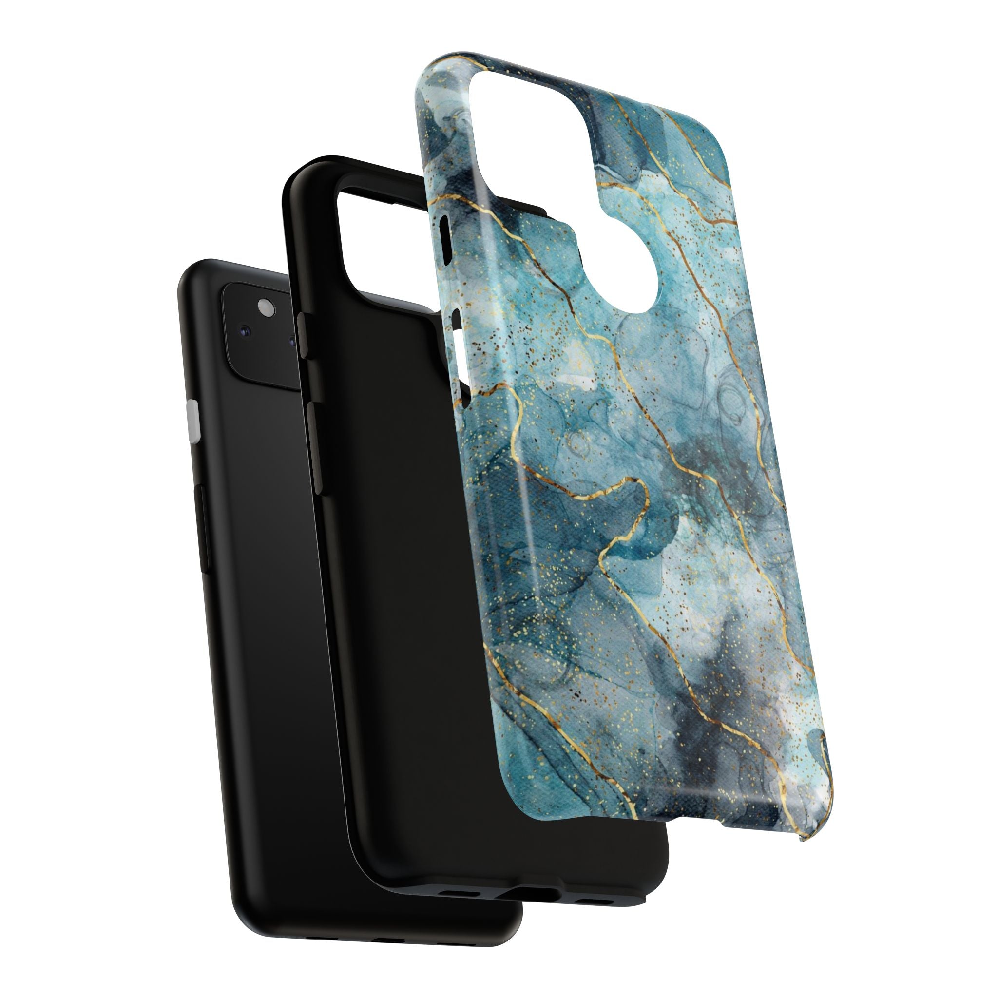 Blue Gold Marble Tough Phone Case