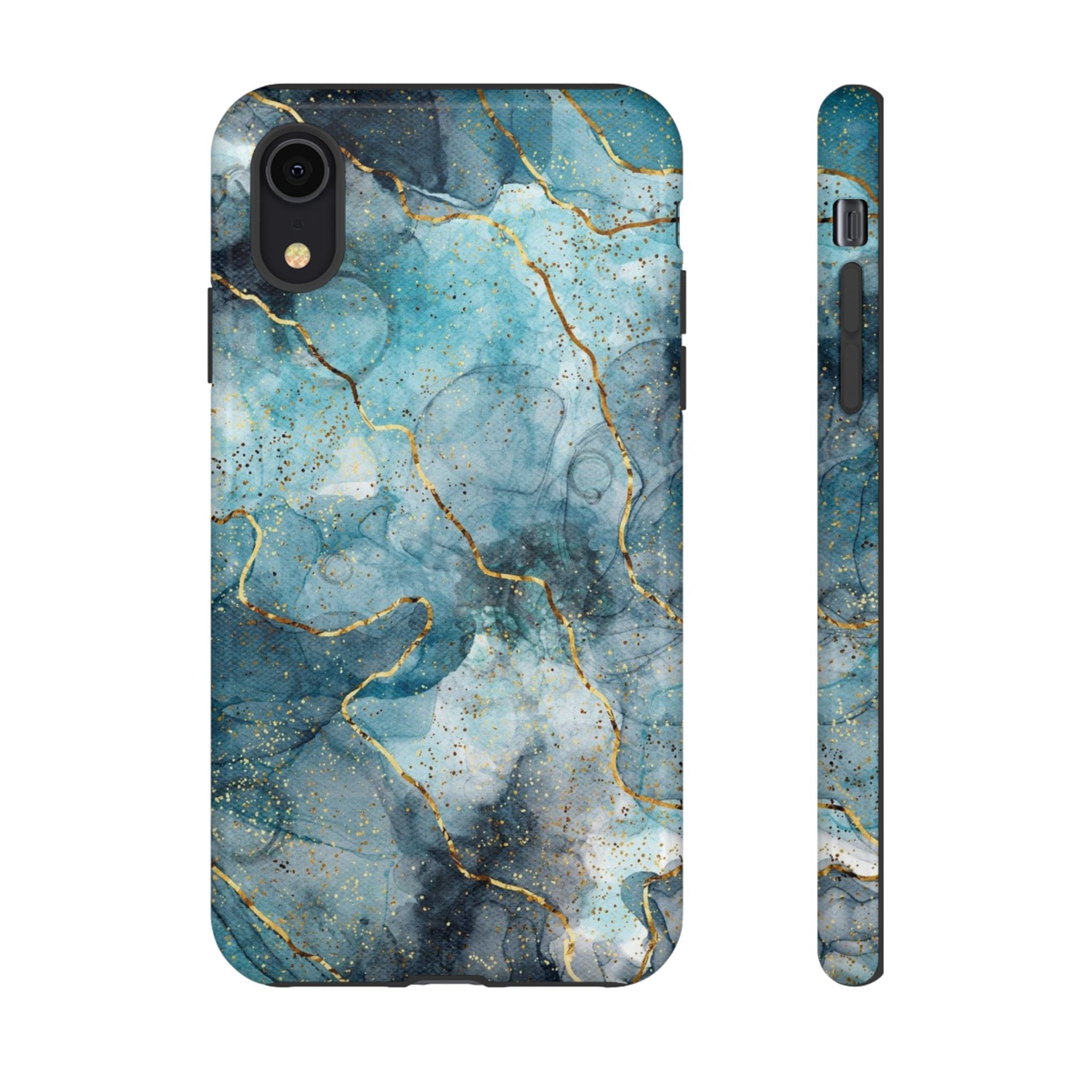 Blue Gold Marble Tough Phone Case