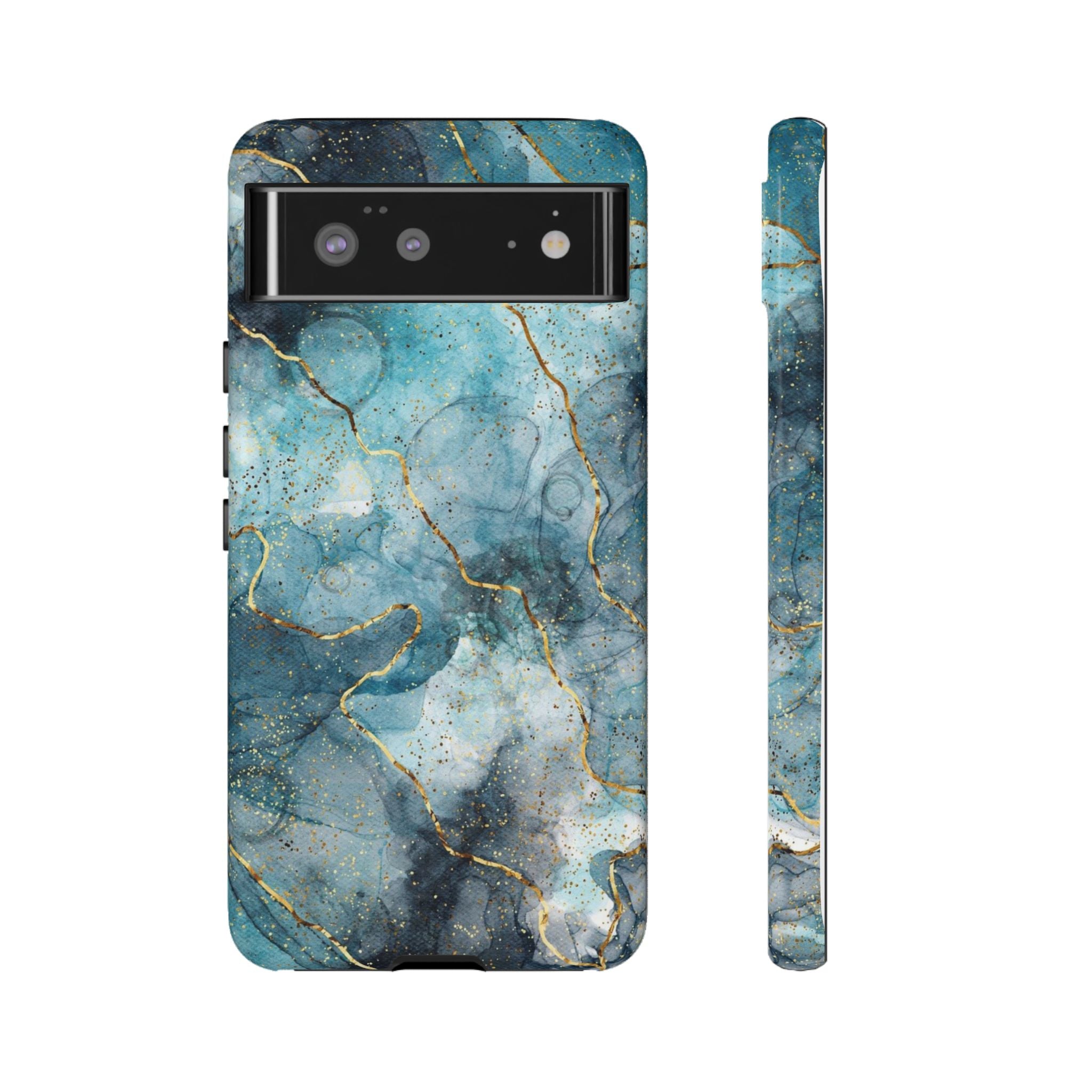 Blue Gold Marble Tough Phone Case
