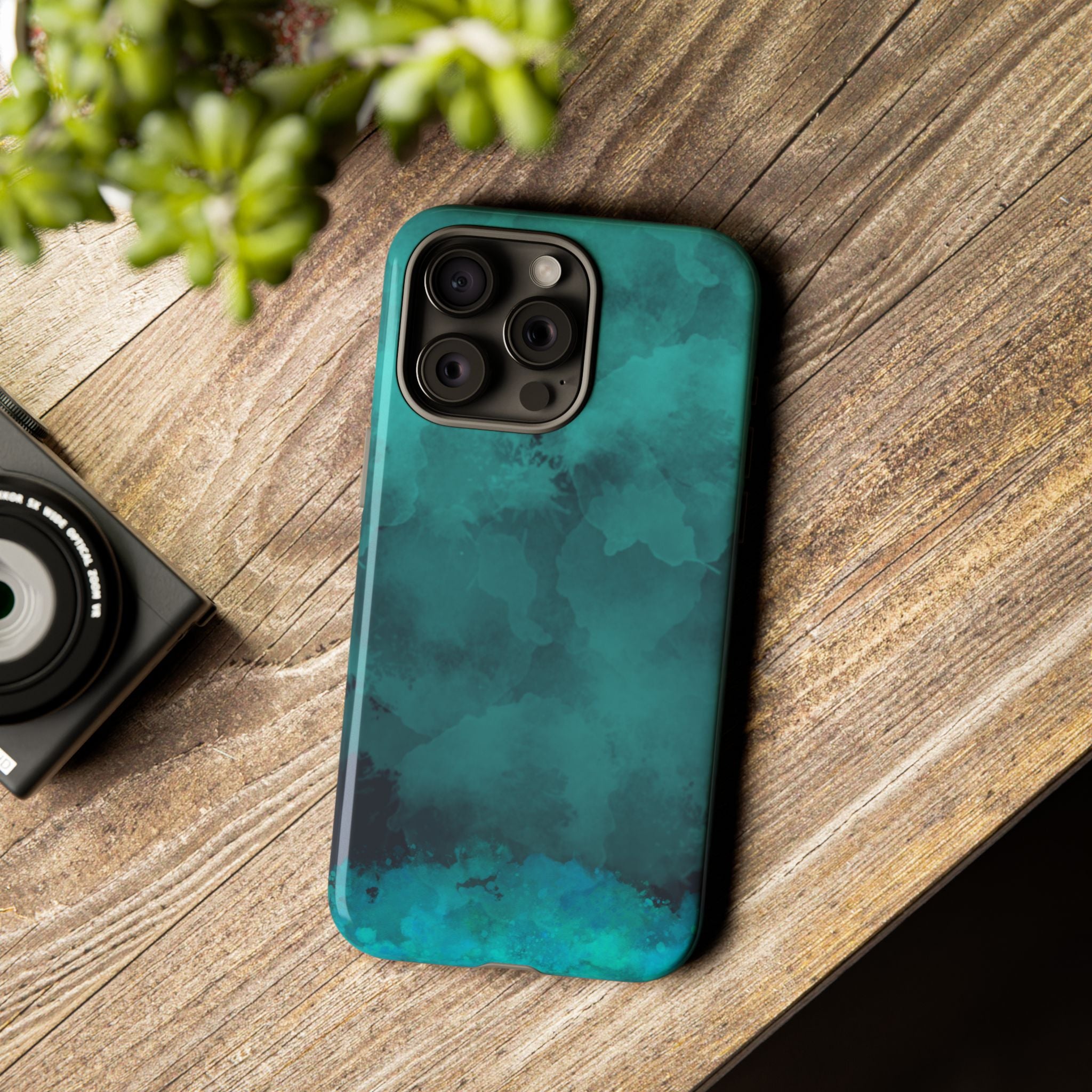 Turquoise Cloud Tough Phone Case — Protective Teal Marble Design