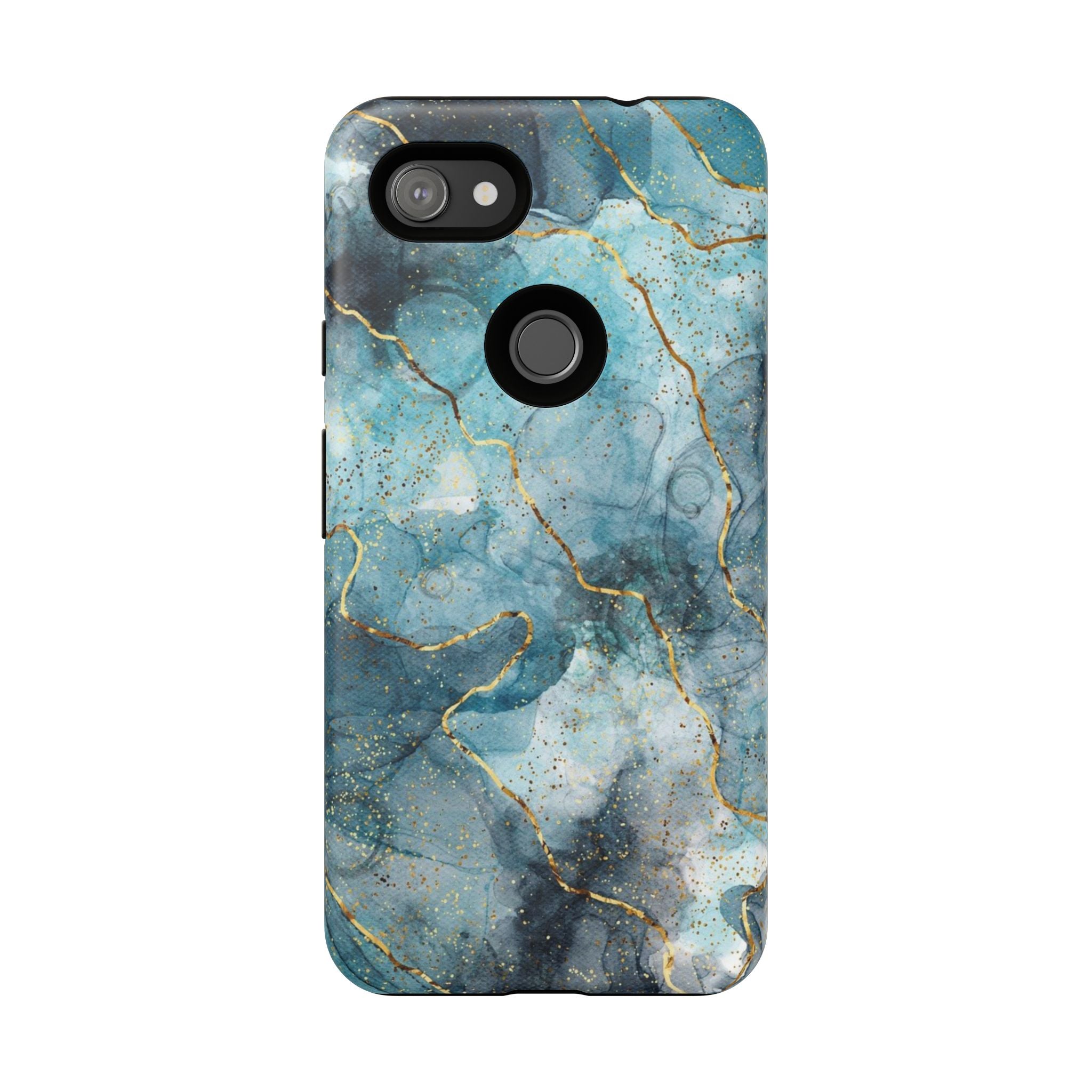 Blue Gold Marble Tough Phone Case