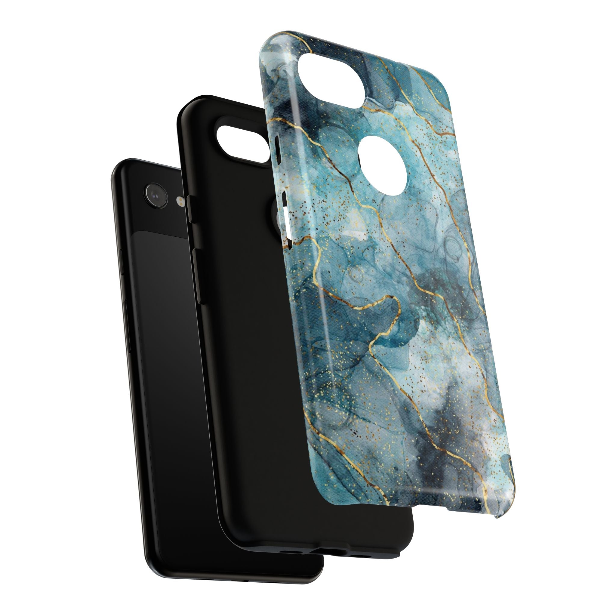 Blue Gold Marble Tough Phone Case