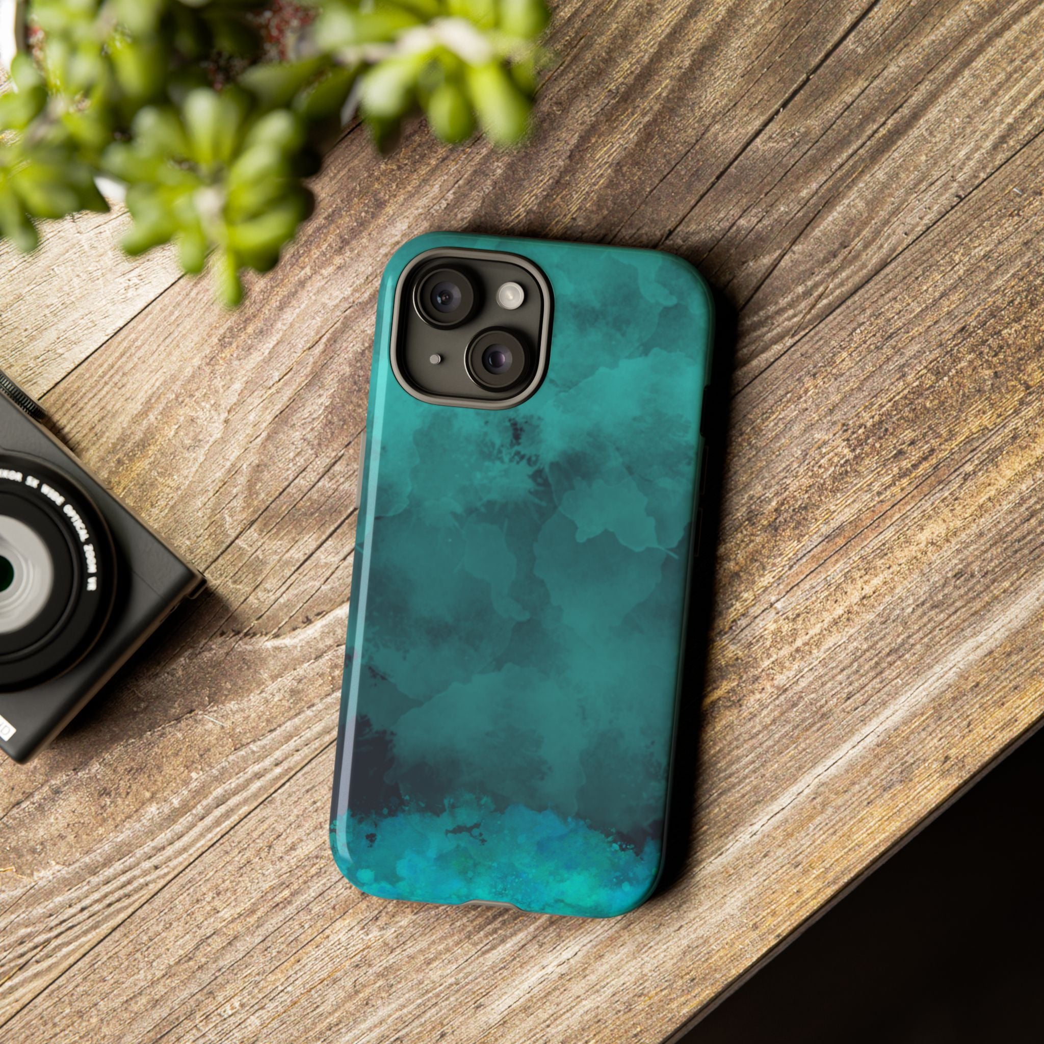 Turquoise Cloud Tough Phone Case — Protective Teal Marble Design