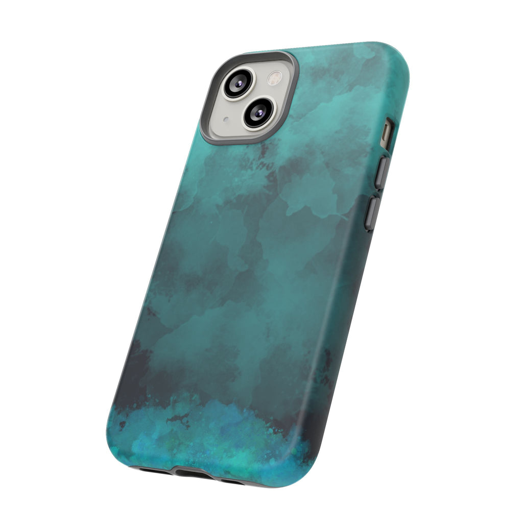 Turquoise Cloud Tough Phone Case — Protective Teal Marble Design