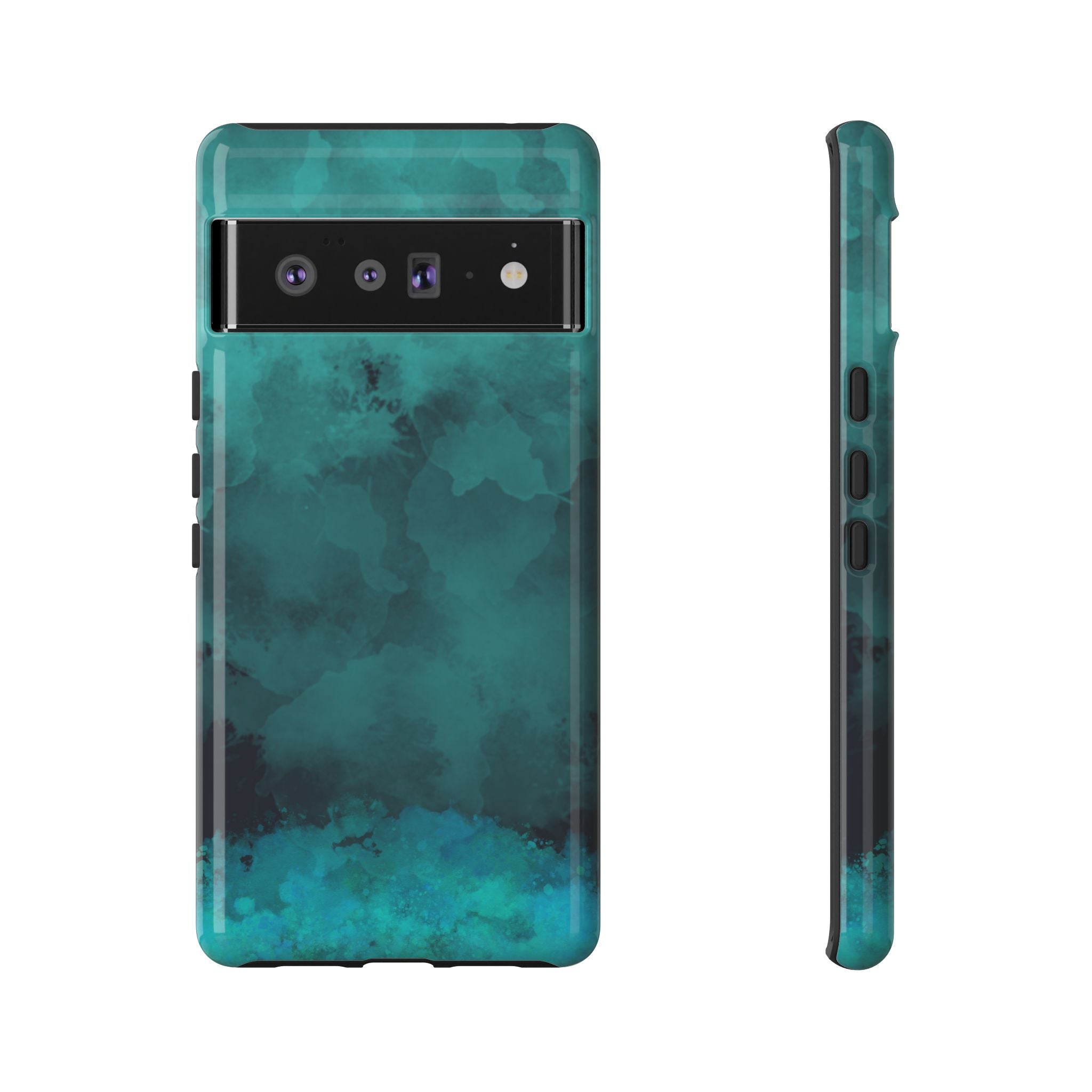 Turquoise Cloud Tough Phone Case — Protective Teal Marble Design