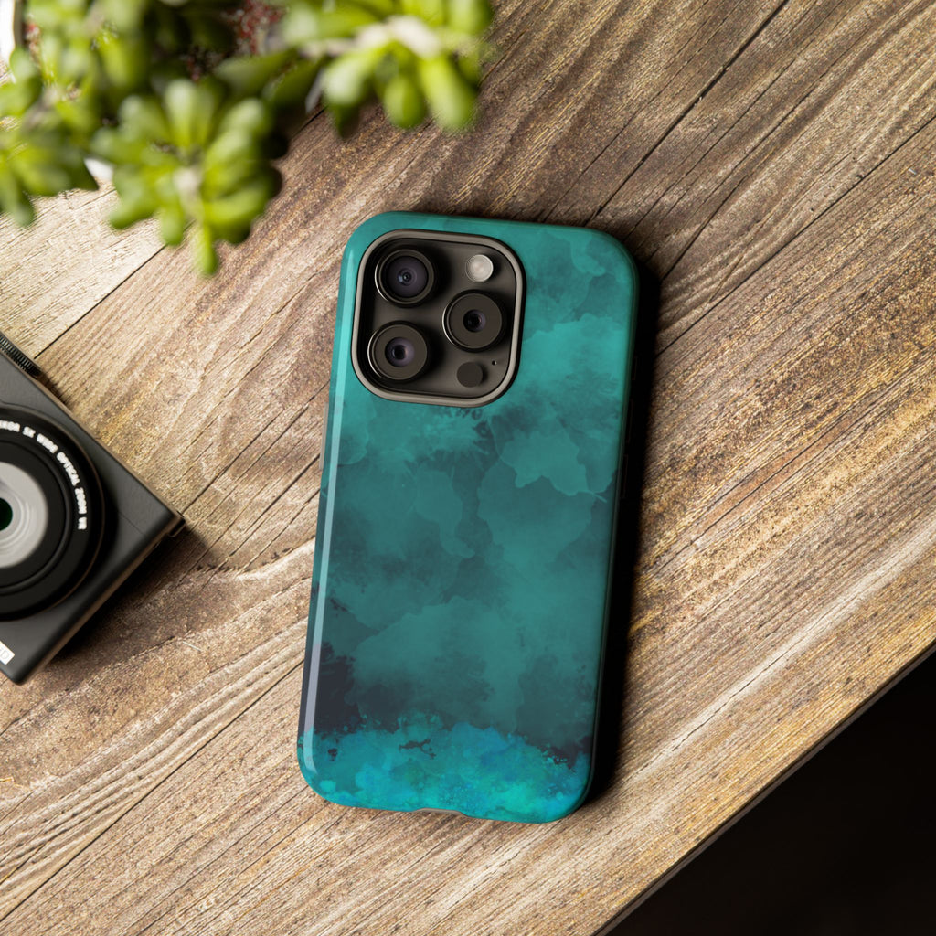 Turquoise Cloud Tough Phone Case — Protective Teal Marble Design