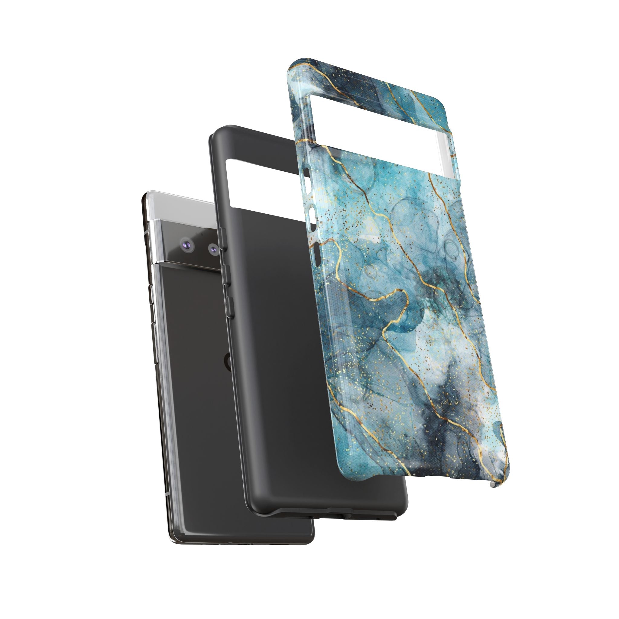 Blue Gold Marble Tough Phone Case