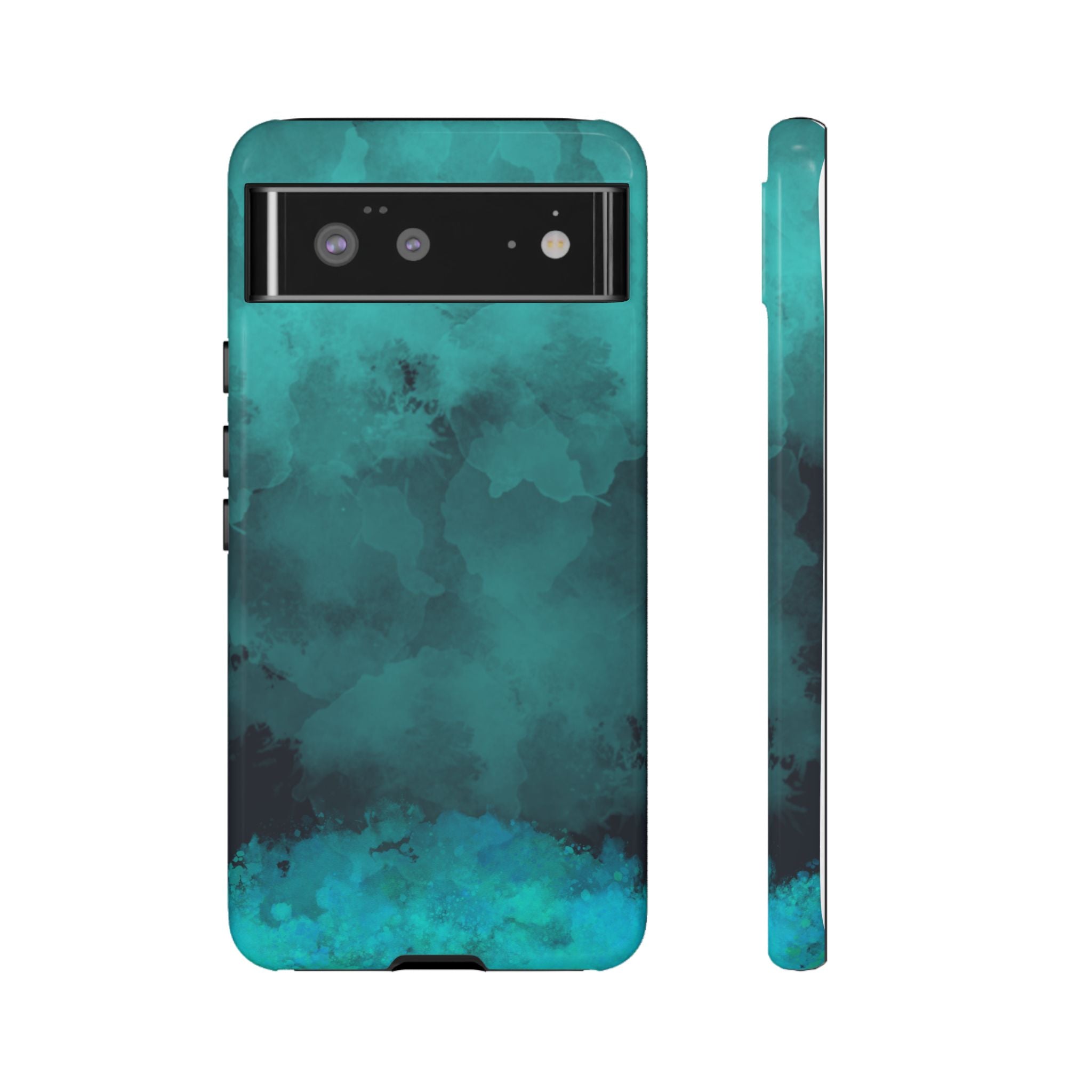 Turquoise Cloud Tough Phone Case — Protective Teal Marble Design
