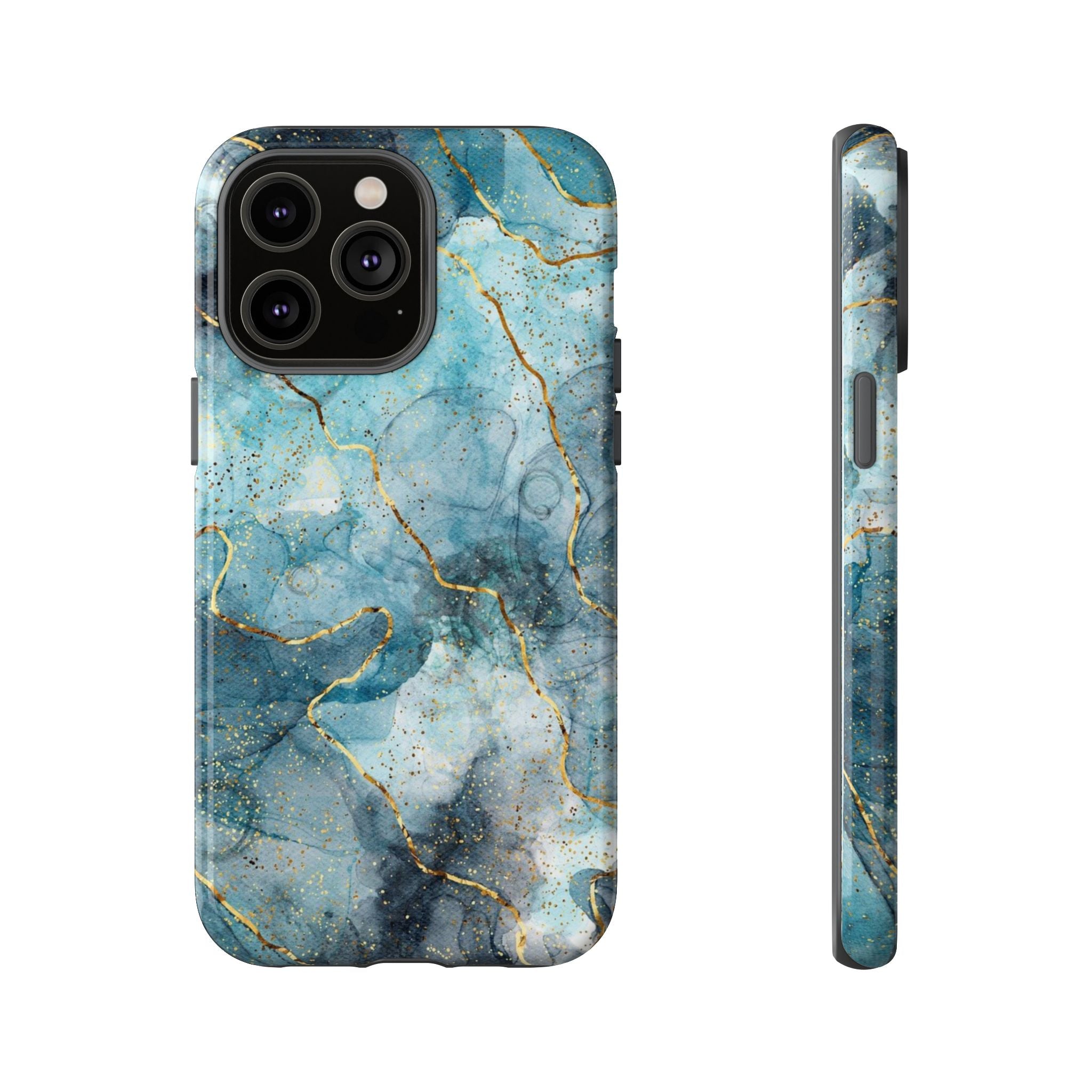 Blue Gold Marble Tough Phone Case