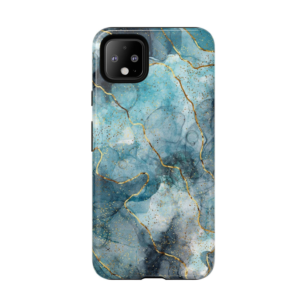 Blue Gold Marble Tough Phone Case