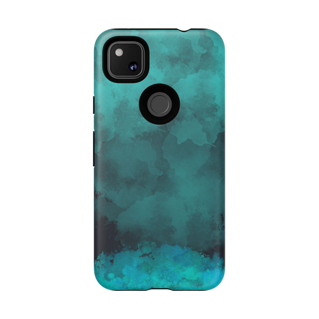 Turquoise Cloud Tough Phone Case — Protective Teal Marble Design