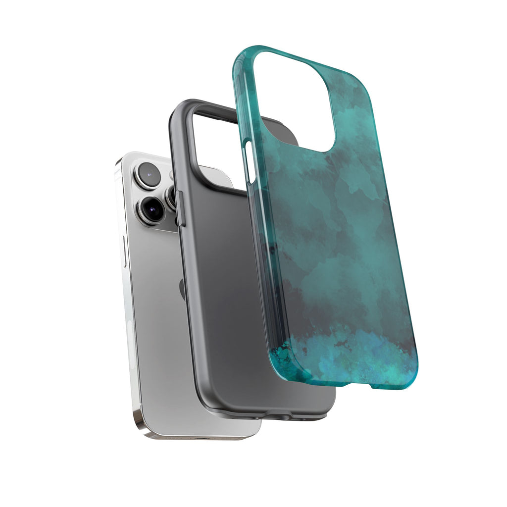 Turquoise Cloud Tough Phone Case — Protective Teal Marble Design
