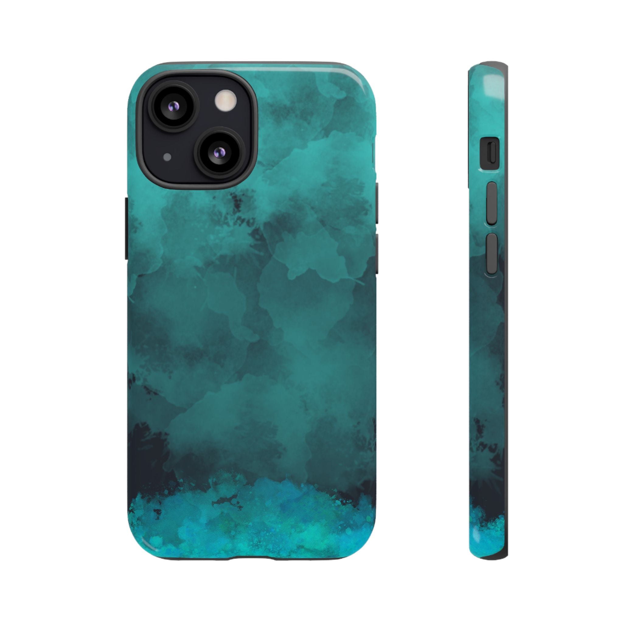 Turquoise Cloud Tough Phone Case — Protective Teal Marble Design