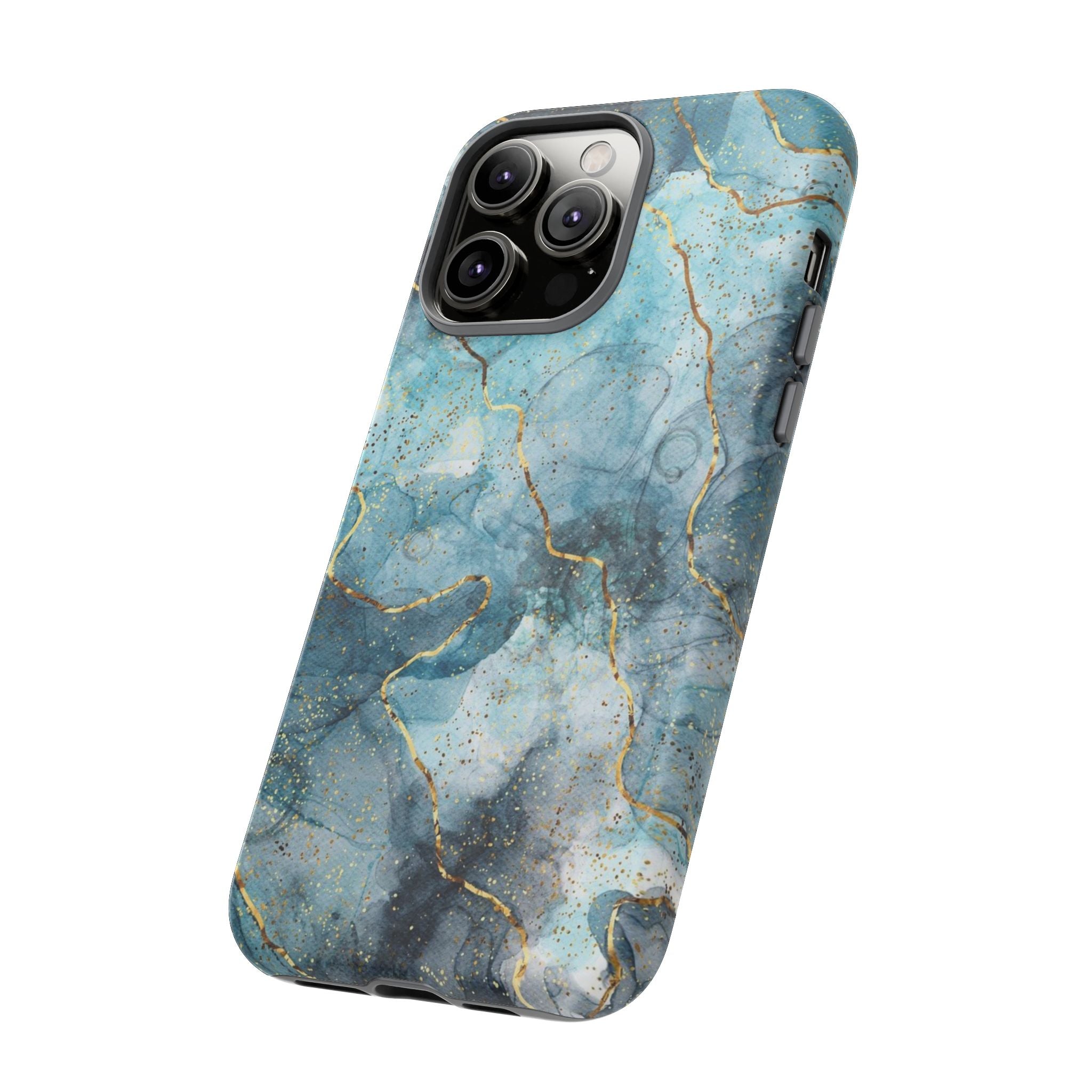 Blue Gold Marble Tough Phone Case