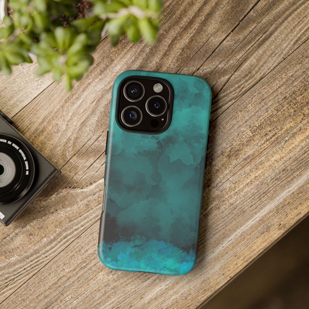 Turquoise Cloud Tough Phone Case — Protective Teal Marble Design