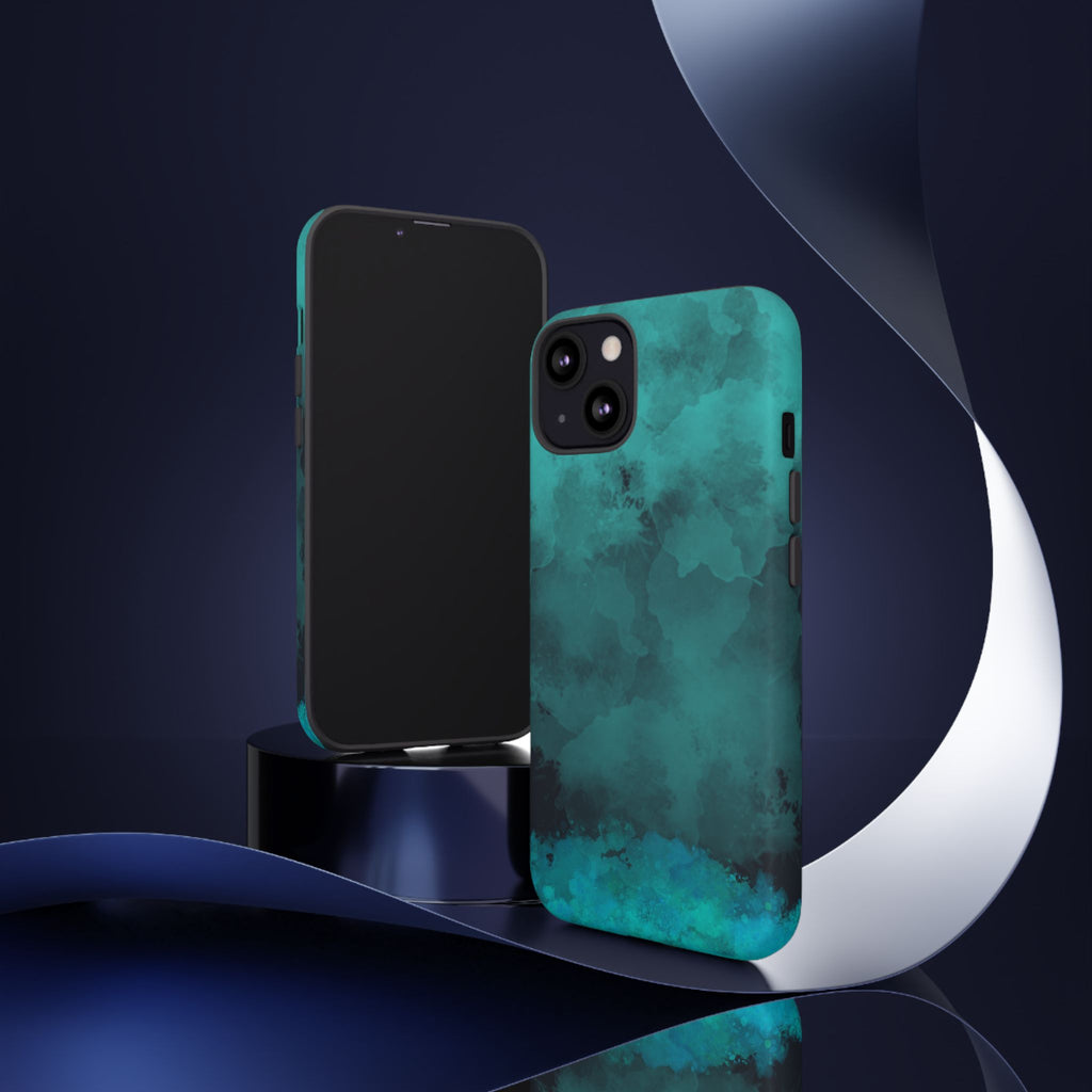 Turquoise Cloud Tough Phone Case — Protective Teal Marble Design